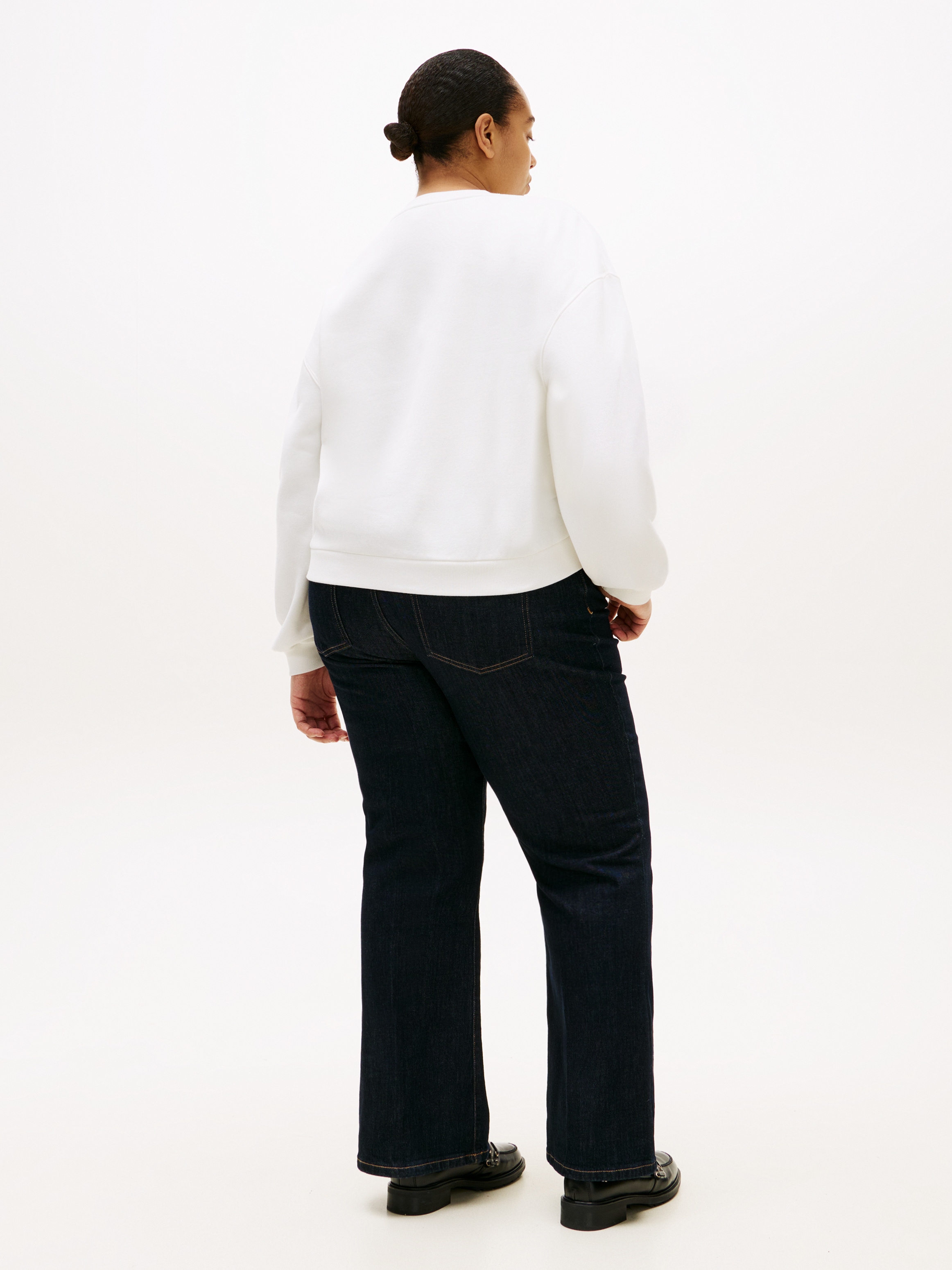 Tommy Hilfiger Curve Sweatshirt »CRV GOLD BTN SCRIPT FLEECE SWRT«, in großen Größen, mit goldfarbenen Zier-Knöpfen
