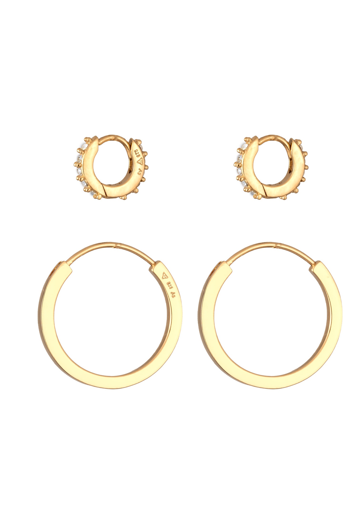 Elli Ohrstecker-Set »Ohrringe Creolen Set Glas Kristalle Weiß 925 Sterling Silber«