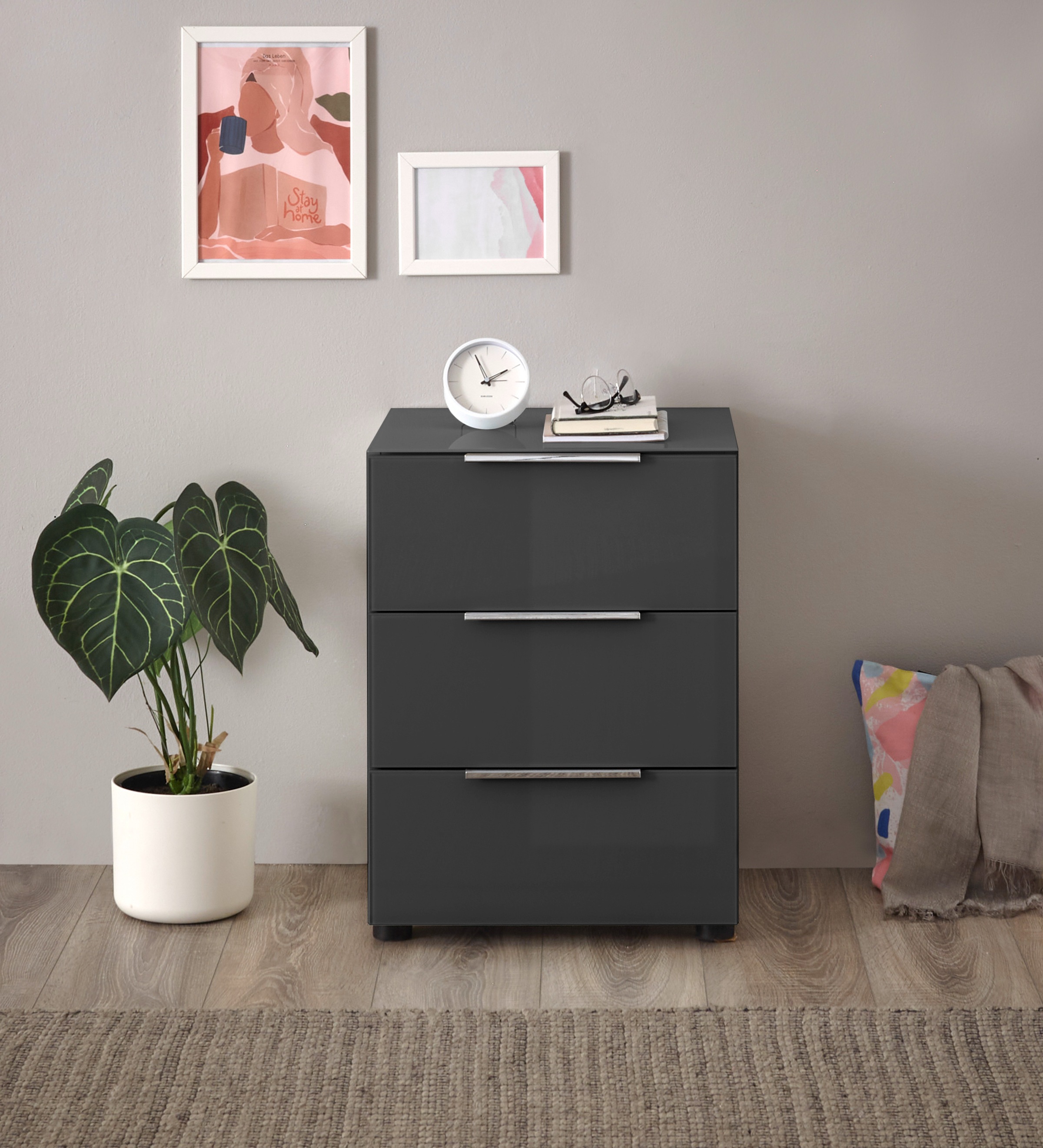 HBZ Nachtkommode »Santorin Nachtkonsole, BxHxT 45x61x40 cm«, (1 St.), Breite 45cm, Softclose für Schubkästen, Melaminbeschichtung
