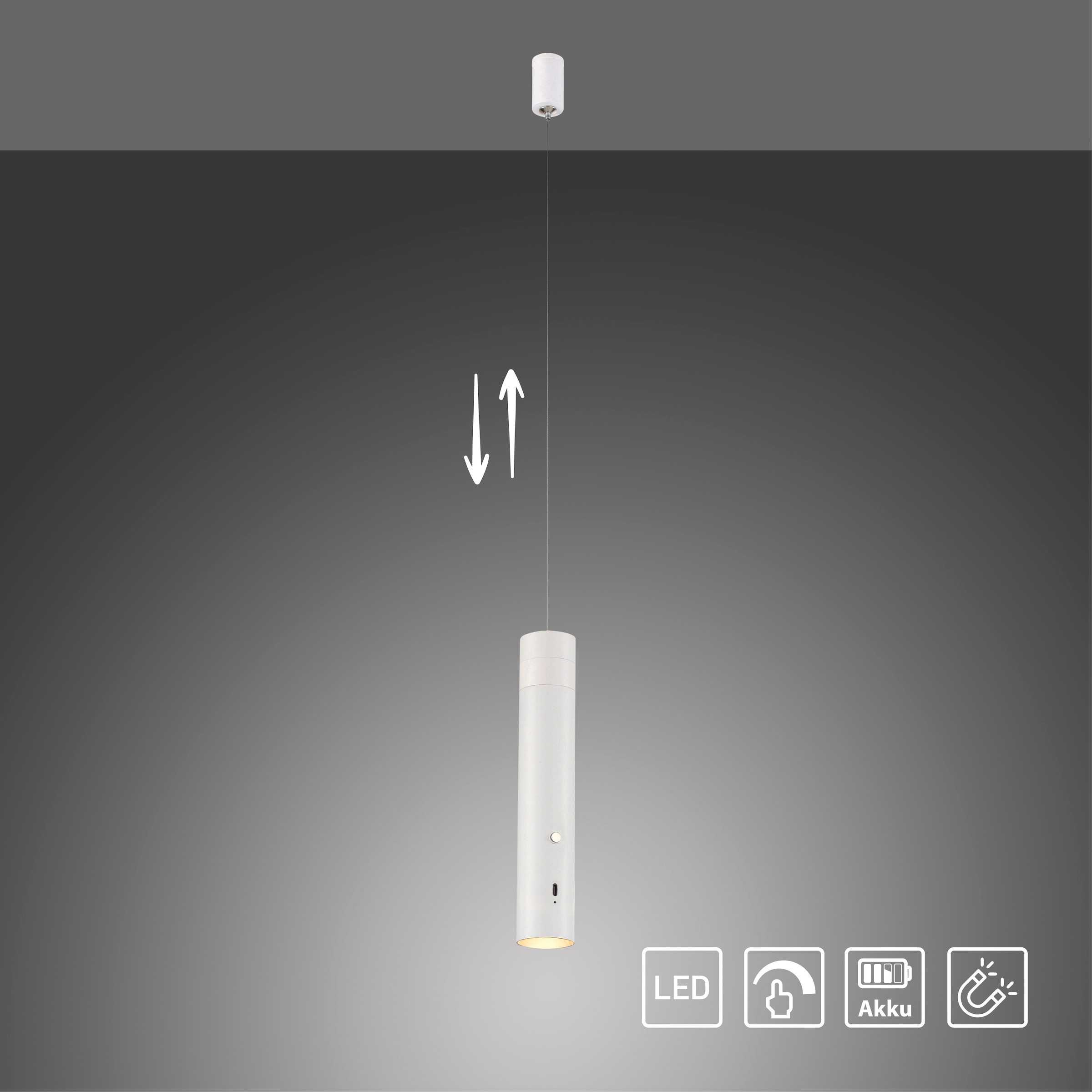 JUST LIGHT Pendelleuchte »ATTACH«, 1 flammig, Leuchtmittel LED-Modul | LED fest integriert, Akkuleuchte