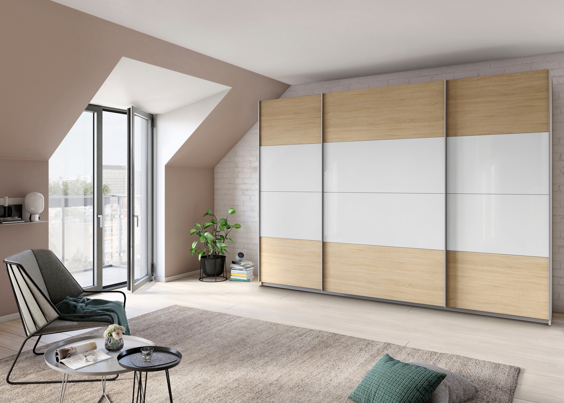 rauch Schwebetürenschrank »Quadra Bestseller Schlafzimmerschrank in vielen Breiten«, Kleiderschrank Garderobenschrank Schrank mit Glaselementen