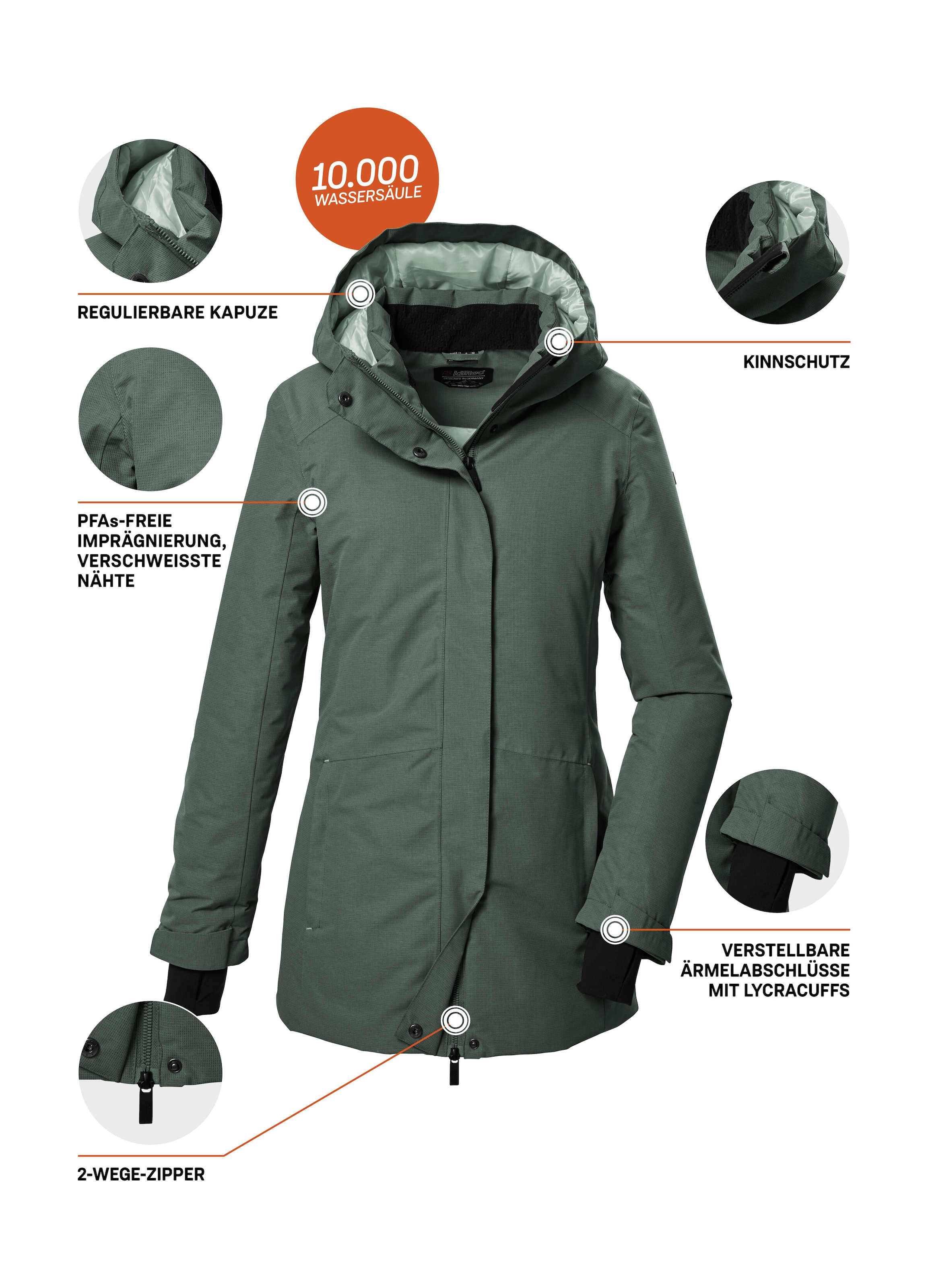 Killtec Parka »KOW 93 WMN PKR«, Wasser- und winddichter Damenparka, atmungsaktiv, recyceltes Material