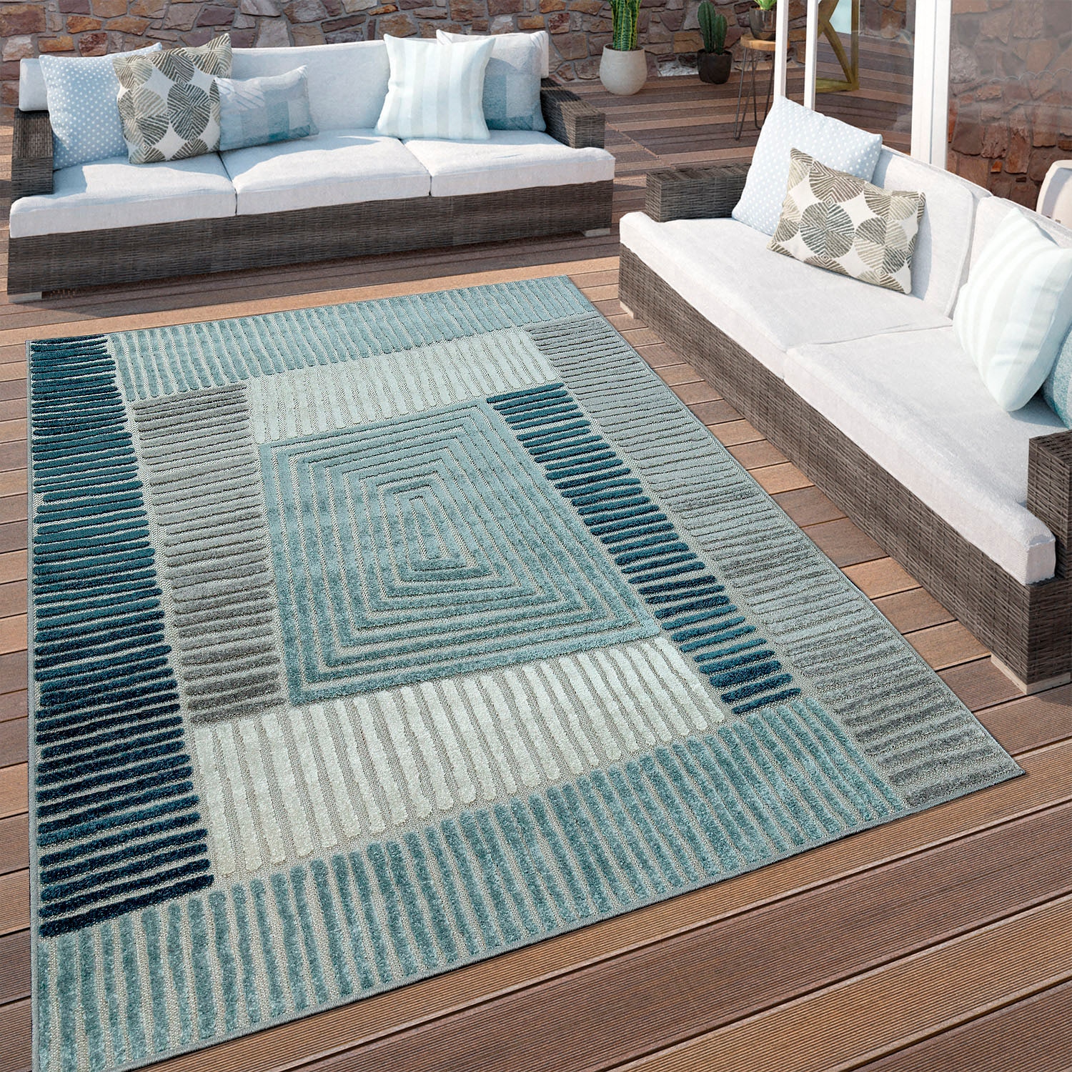 Paco Home Teppich »Stilo 850«, rechteckig, 12 mm Höhe, In- und Outdoor geeignet, Wohnzimmer