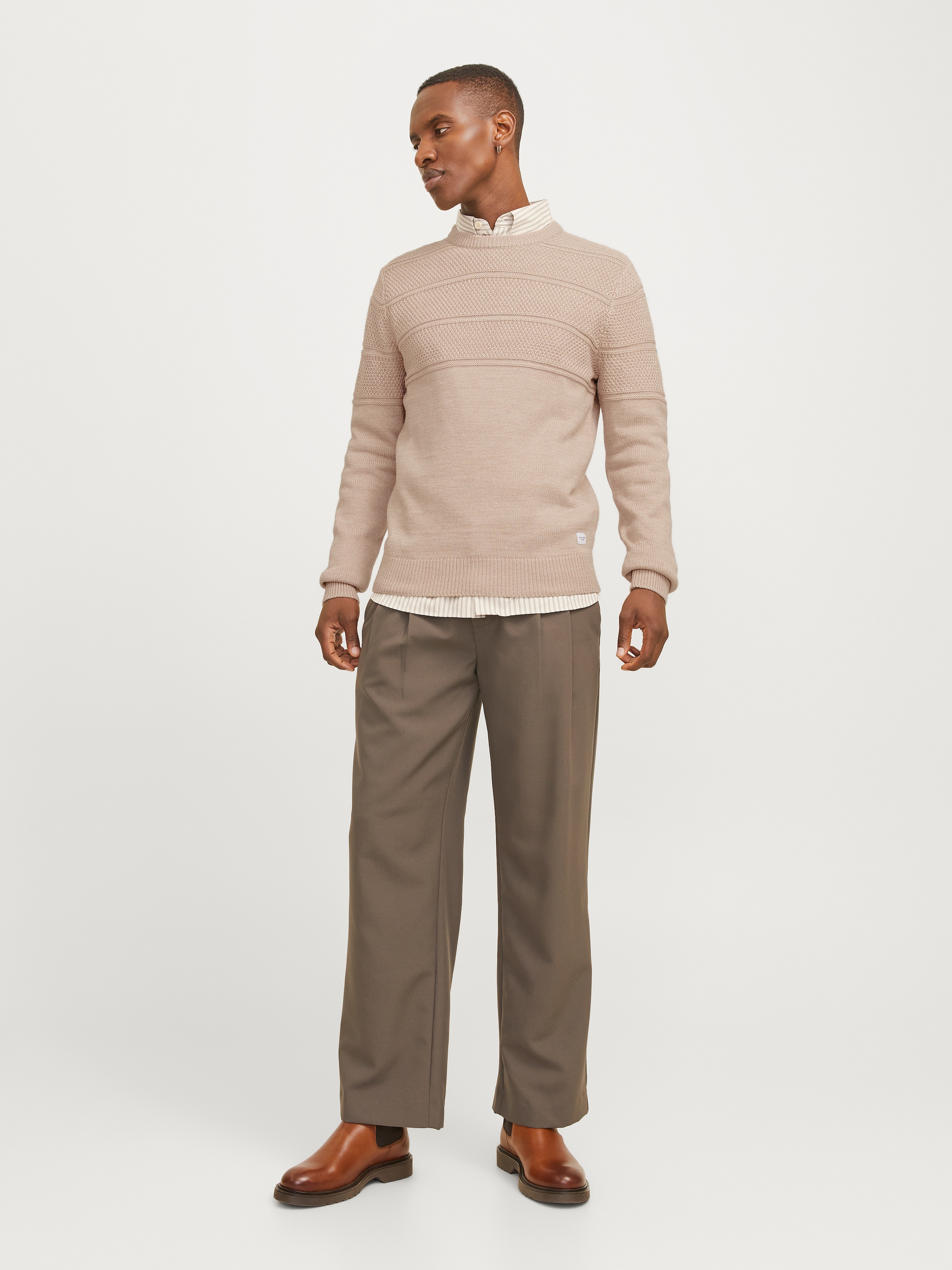 Jack & Jones Rundhalspullover »JJJERRY KNIT CREW NECK AW24«, mit Struktur