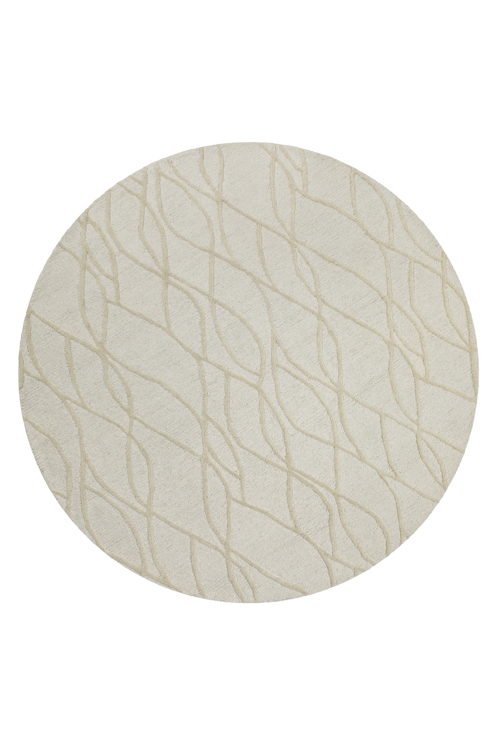 Wecon home Wollteppich »Hamptons TWENTYTHREE«, rund, 15 mm Höhe, Schurwolle, Kurzflor, Wohn- & Schlafzimmer, elegant, welliges Design
