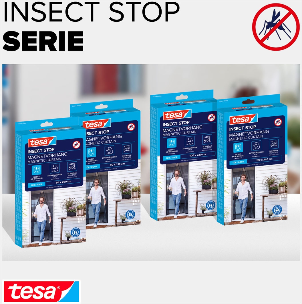 tesa Insektenschutz-Vorhang »Magnetvorhang - selbstschließend - Insektenschutzvorhang« Packung, Magnetvorhang, selbstklebendes Klettband, 1 Stk. tlg. INSECT STOP zur einfachen Montage ohne Bohren - 2,0 m x 0,8 m