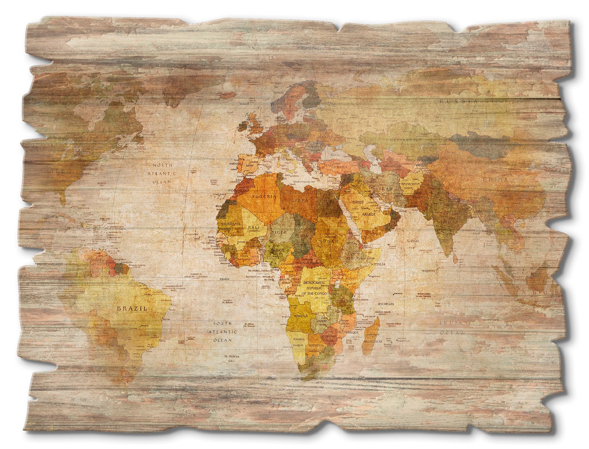 Artland Holzbild »Weltkarte«, Landkarten, (1 St.) auf Rechnung bestellen | Kunstdrucke