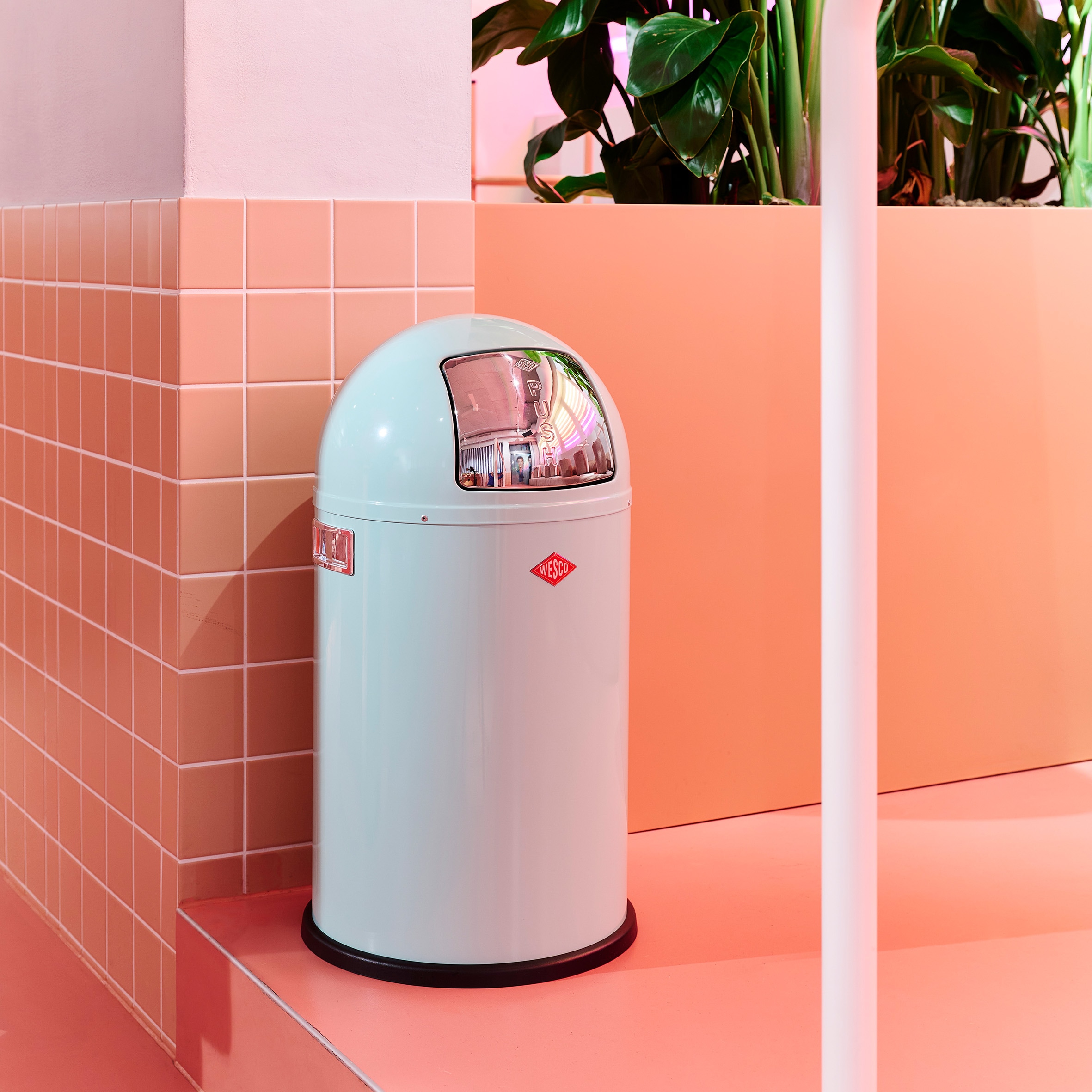 WESCO Mülleimer »Pushboy Abfallsammler« 1 Behälter mit Metalleinsatz, Griffe, Einwurfklappe aus Edelstahl und Bodenring