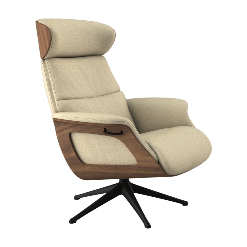 FLEXLUX Relaxsessel »Rücken u. Kopfverstellung, ergonomisch, Airchannels, klasse Komfort« Rücken- & Kopfteilverstellung, Drehbar, Armlehne Walnuss, Fuß Schwarz
