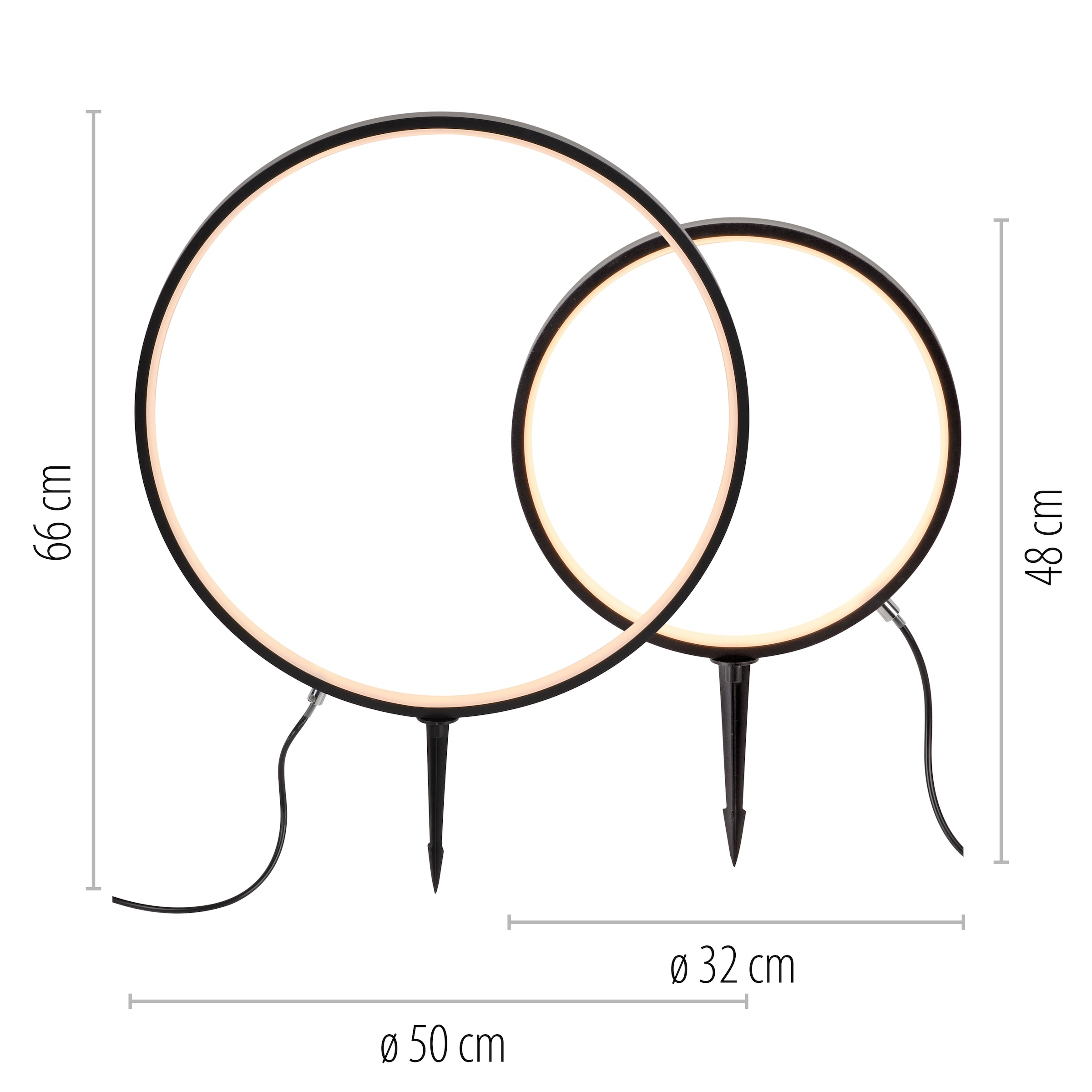 JUST LIGHT Gartenleuchte »ZIRKULU Set« LED-Board 2 Stk. Warmweiß LED l IP65