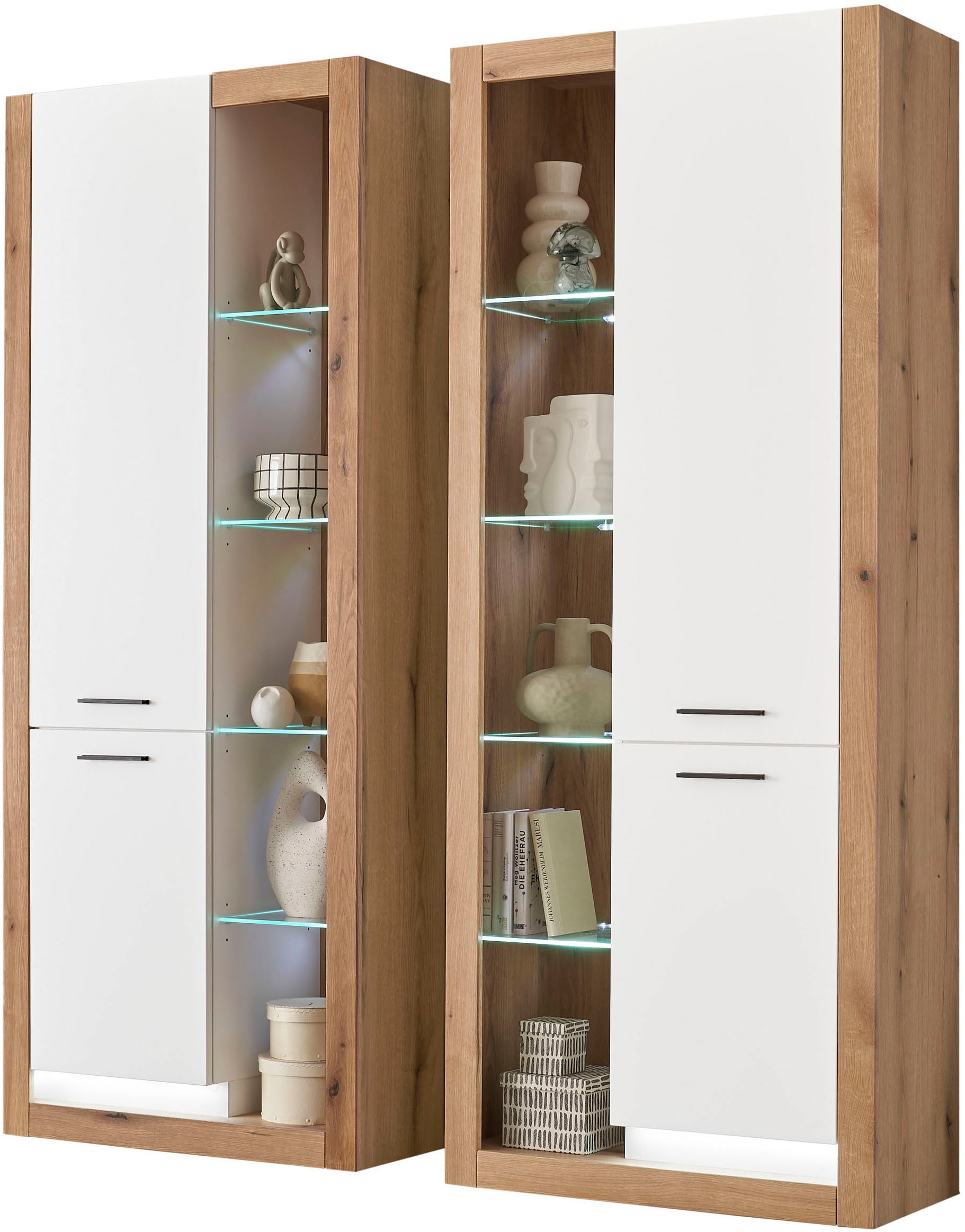 Home affaire Wohnwand »Brixen, moderne Anbauwand, Wohnzimmer-Set, Eiche Evoke Dekor mit Weiß« Set, 2 Stk. tlg.