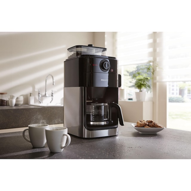 Philips Kaffeemaschine mit Mahlwerk »Grind & Brew HD7767/00«,  aromaversiegeltes Bohnenfach, edelstahl/schwarz mit 3 Jahren XXL Garantie