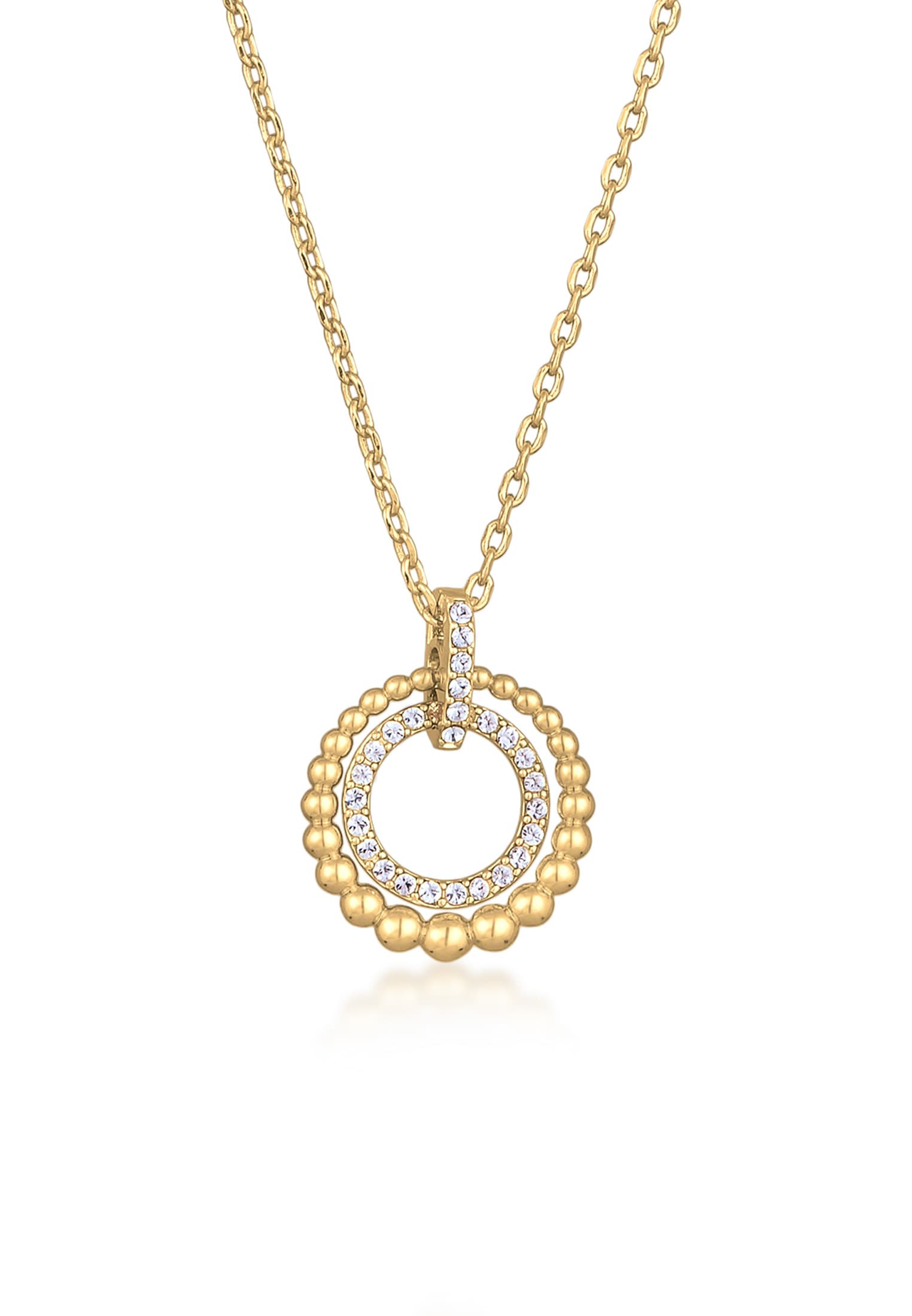 Elli Silberkette »Halskette Kreis Kristalle Anhänger Silberfarben für Damen«