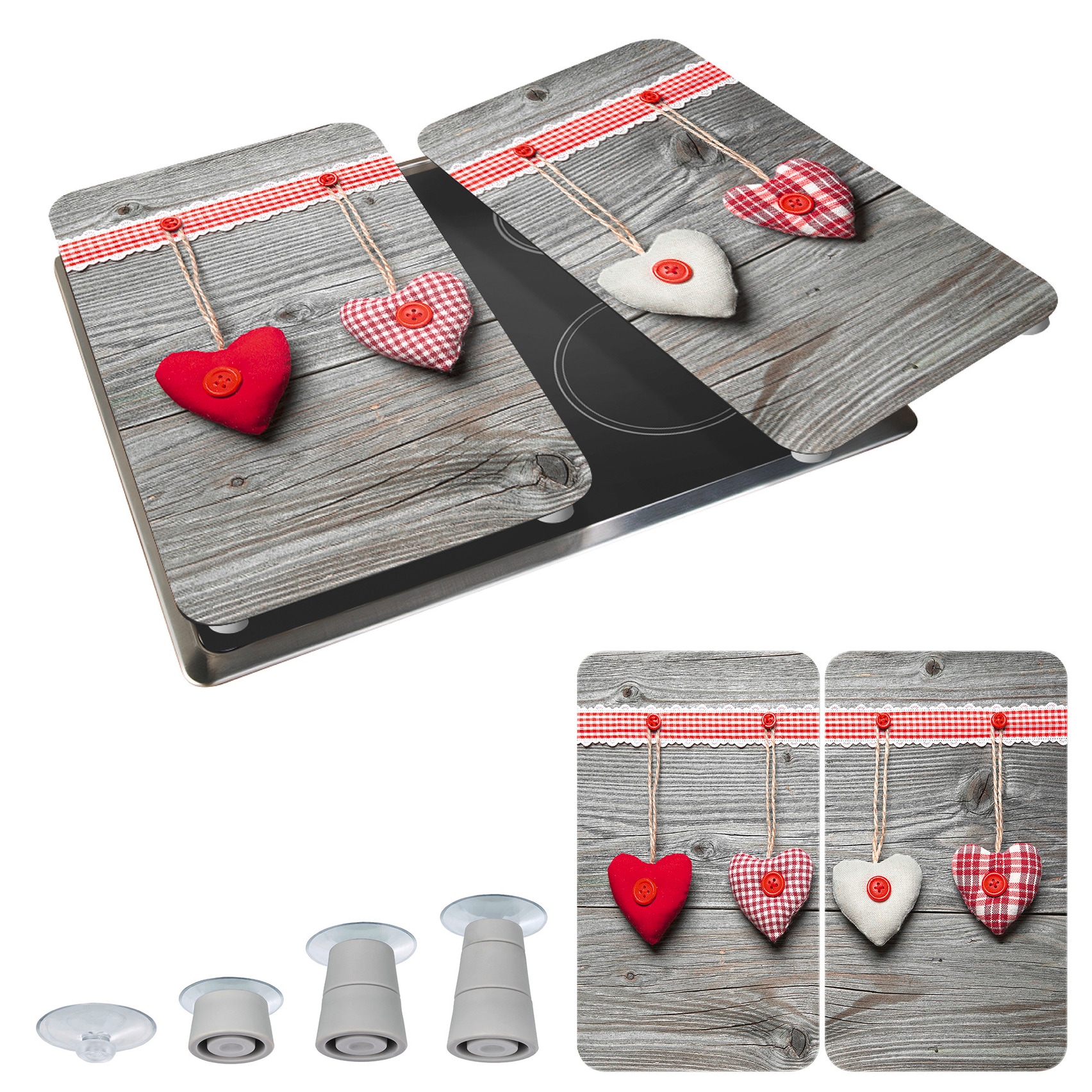 WENKO Herd-Abdeckplatte »Universal Modell Herzen« Herdabdeckung für alle Herdarten, kratzfest, mit rutschfesten Füßen