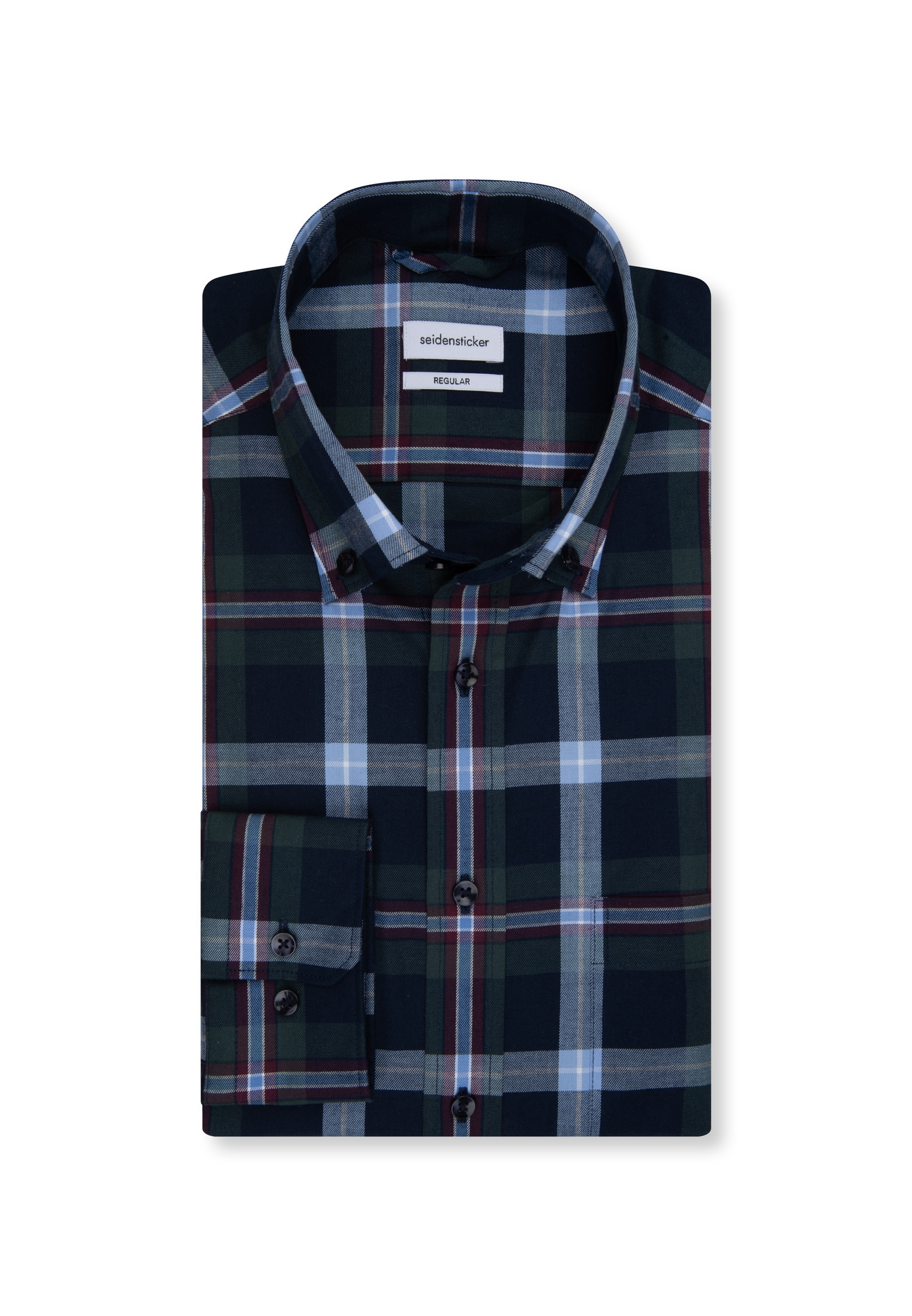 seidensticker Flanellhemd »Regular« Regular 1/1 Button-Down-Kragen Karo