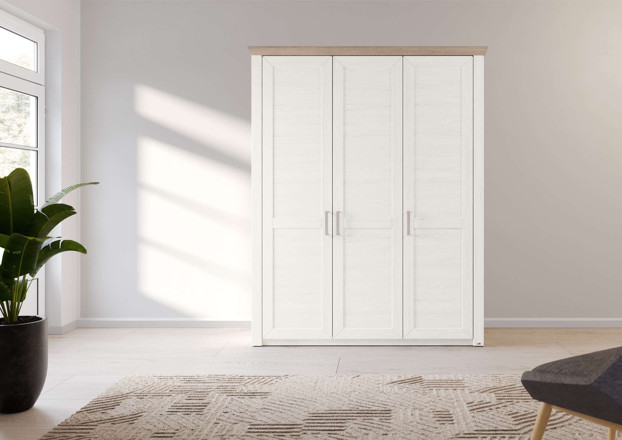 set one by Musterring Kleiderschrank »York Schlafen« 1 Stk. tlg. mit Holztüren und Kranz in Eiche, versch. Breiten, Höhe 207 x T60cm