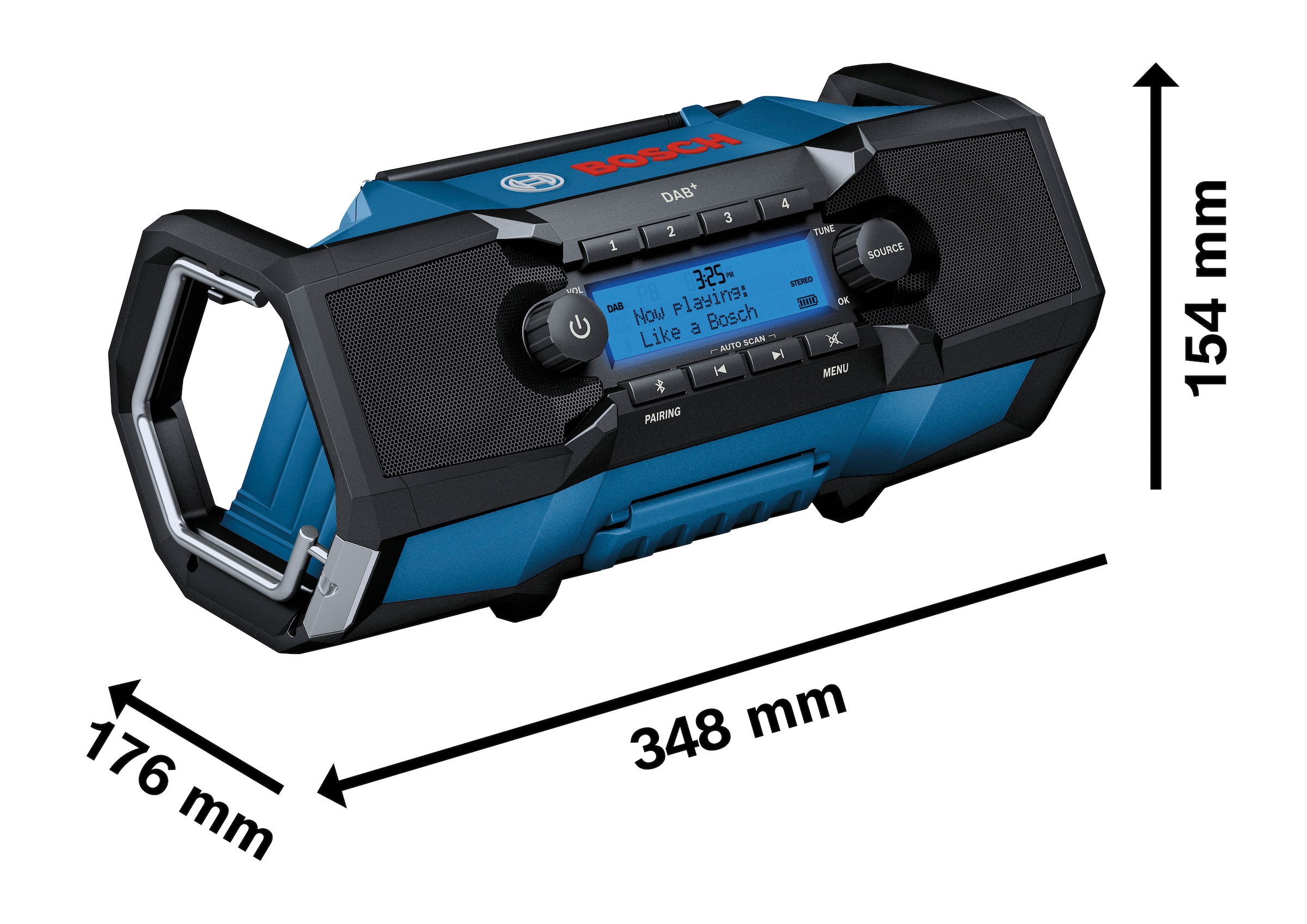 Bosch Professional Digitalradio (DAB+) »»GPB 18V-2 SC PROFESSIONAL« Baustellenradio, IP54«, (Bluetooth Digitalradio (DAB+) 15 W), Digital Audio Broadcasting + digitaler Empfang von zahlreichen Sendern