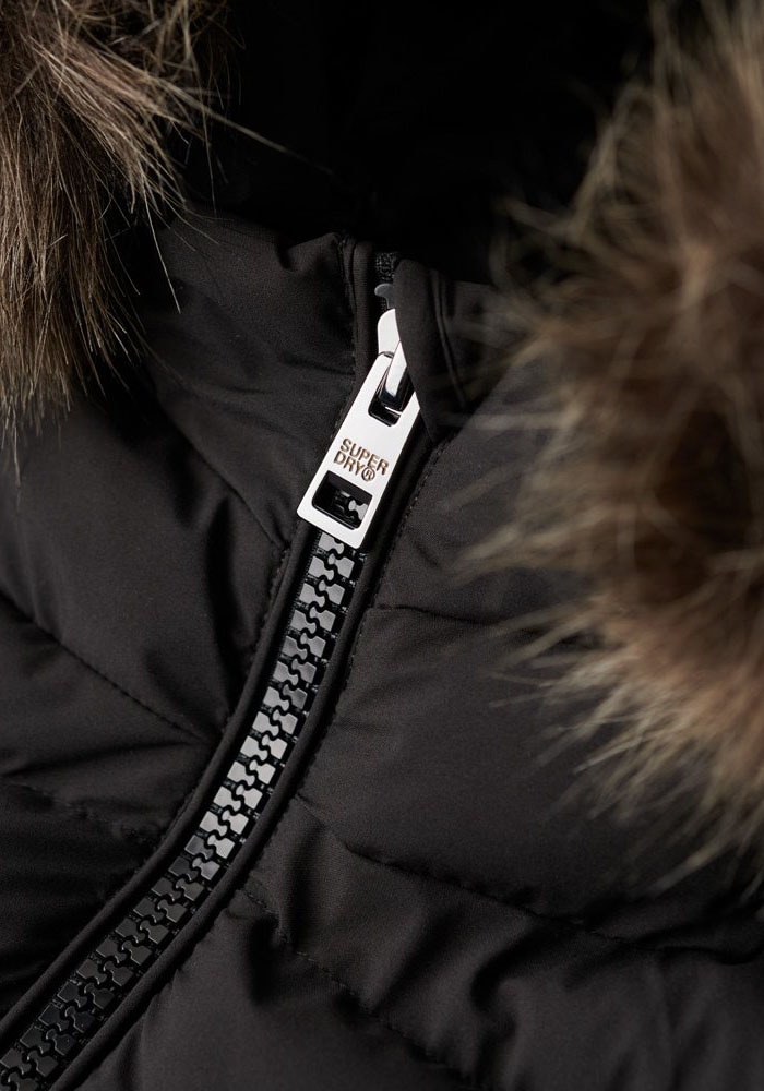 Superdry Steppjacke »FUJI FAUX FUR HOOD MID LENGTH«, mit Kapuze