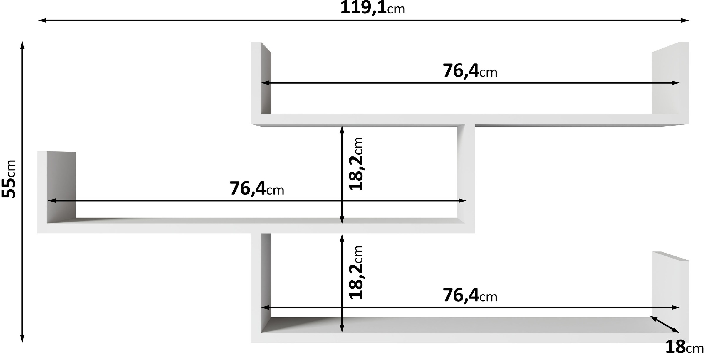 INOSIGN Wandboard »Wandregal Trio 003«, (1 St.), Hängeregal mit 5 Fächern, modernes Design, variabel einsetzbar