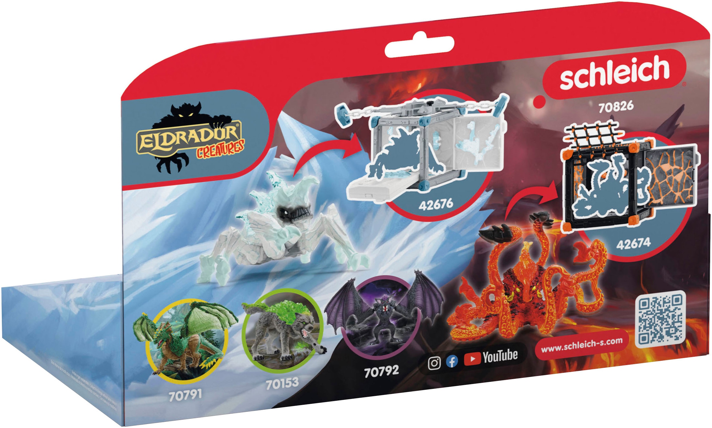 Schleich® Spielfigur »ELDRADOR® CREATURES, Eiskäfer vs. Feuerkrake (70826)«