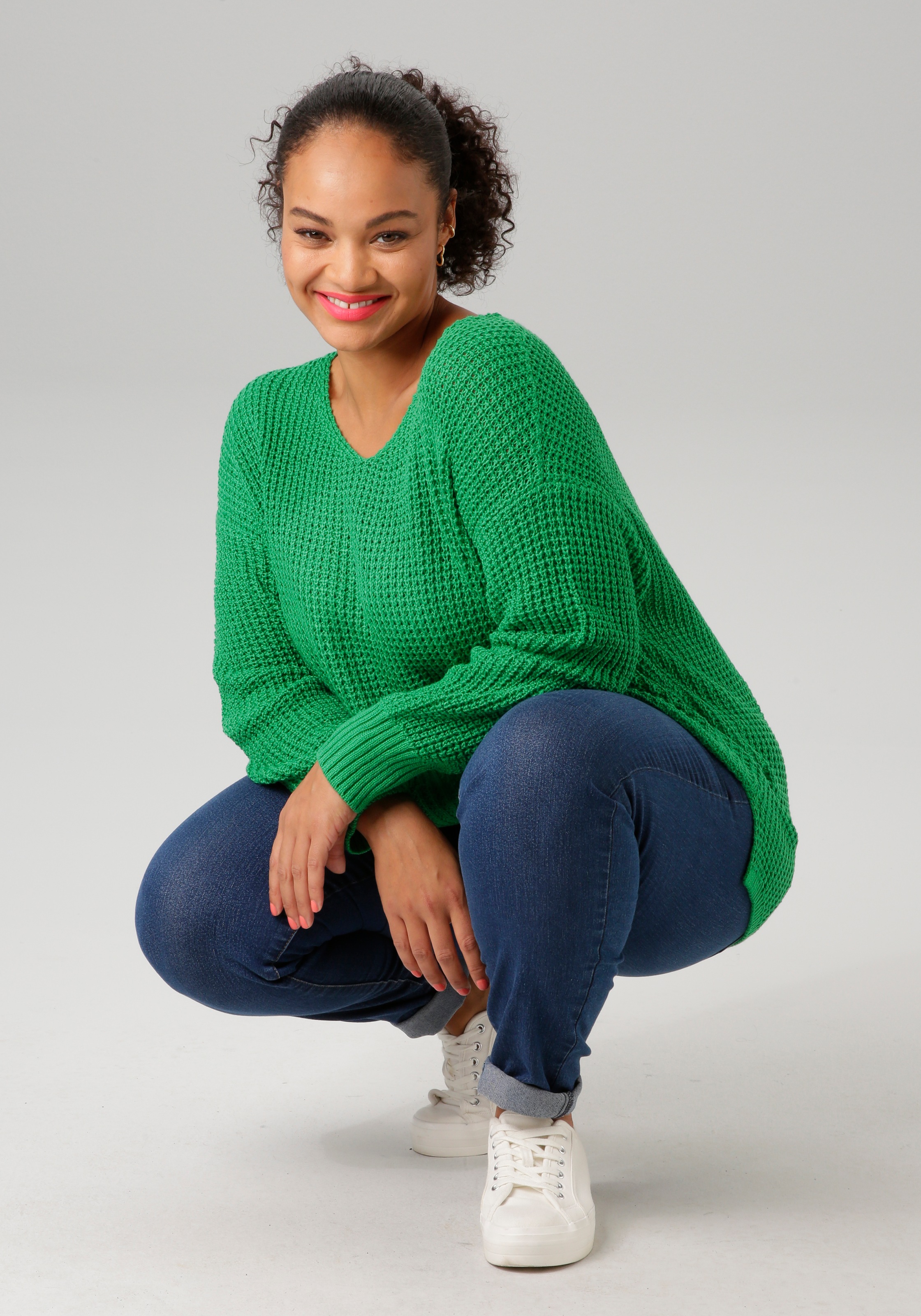 Aniston PLUS Strickpullover, im dezenten Ajour-Strickmuster