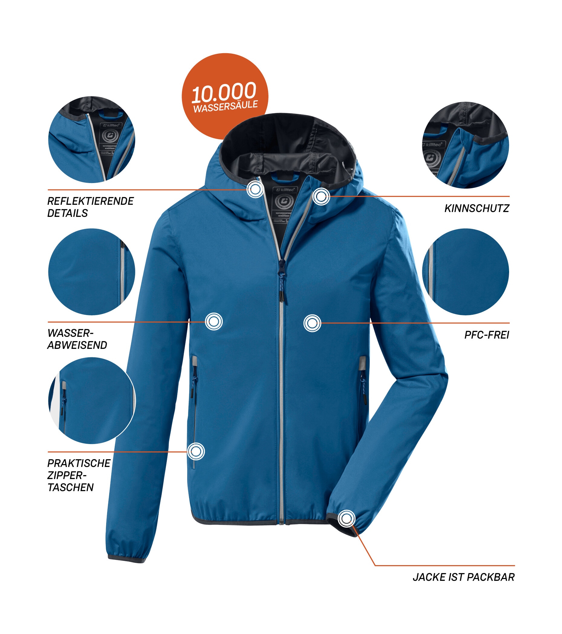 Killtec Funktionsjacke »KOS 167 BYS JCKT«, Ultraleichte, wasserabweisende Kids-Jacke, packbar, reflektierend