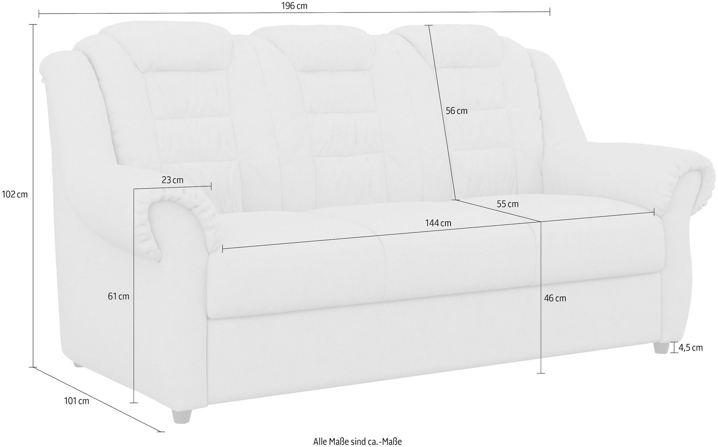 Home affaire 3-Sitzer »Boston«, Sofa mit hoher Rückenlehne