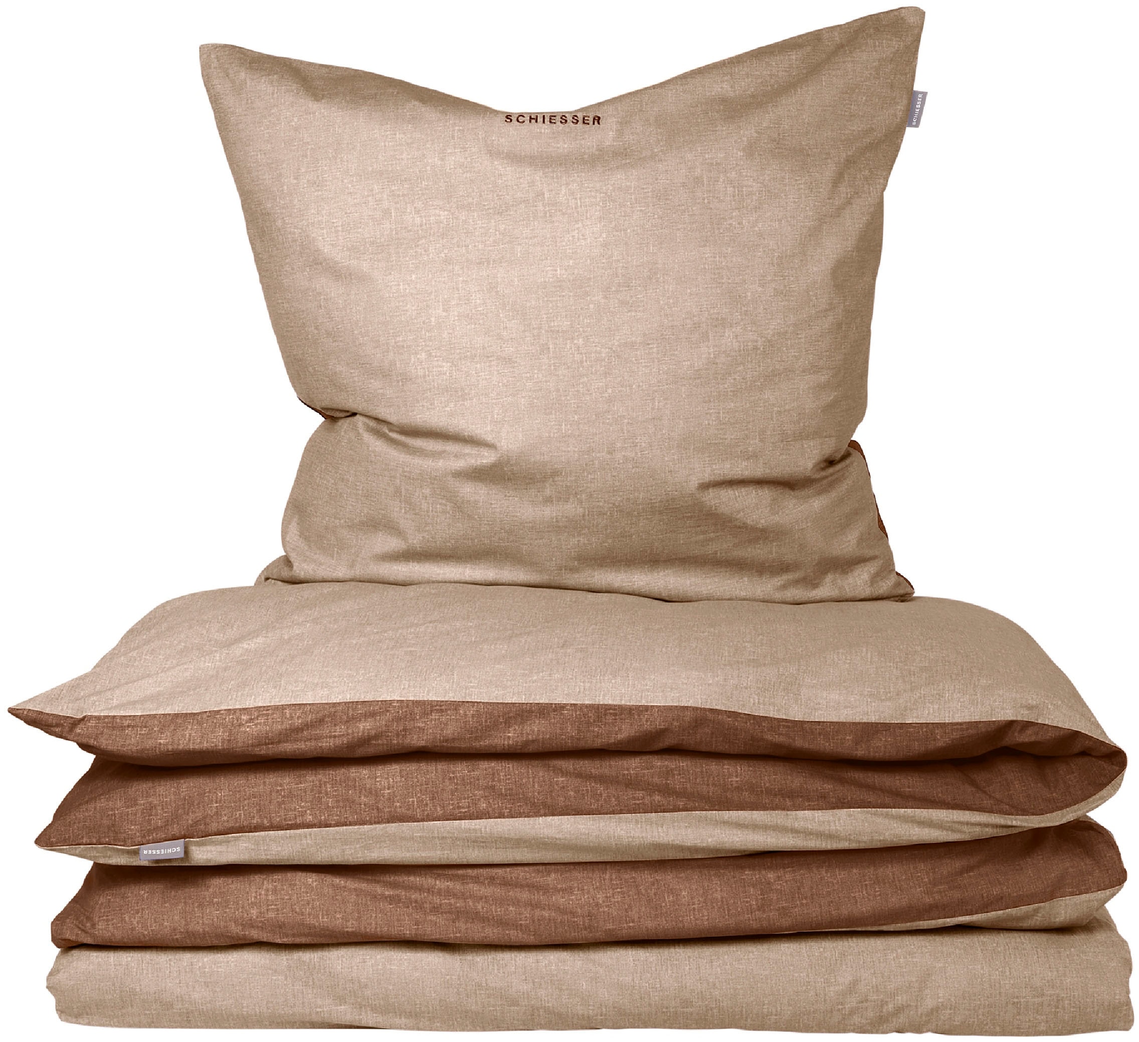 Schiesser Wendebettwäsche »Doubleface aus weicher Baumwolle mit edlem Melangeeffekt« 2 Stk. tlg. ab Größe 135x200 cm erhältlich, Made in Green