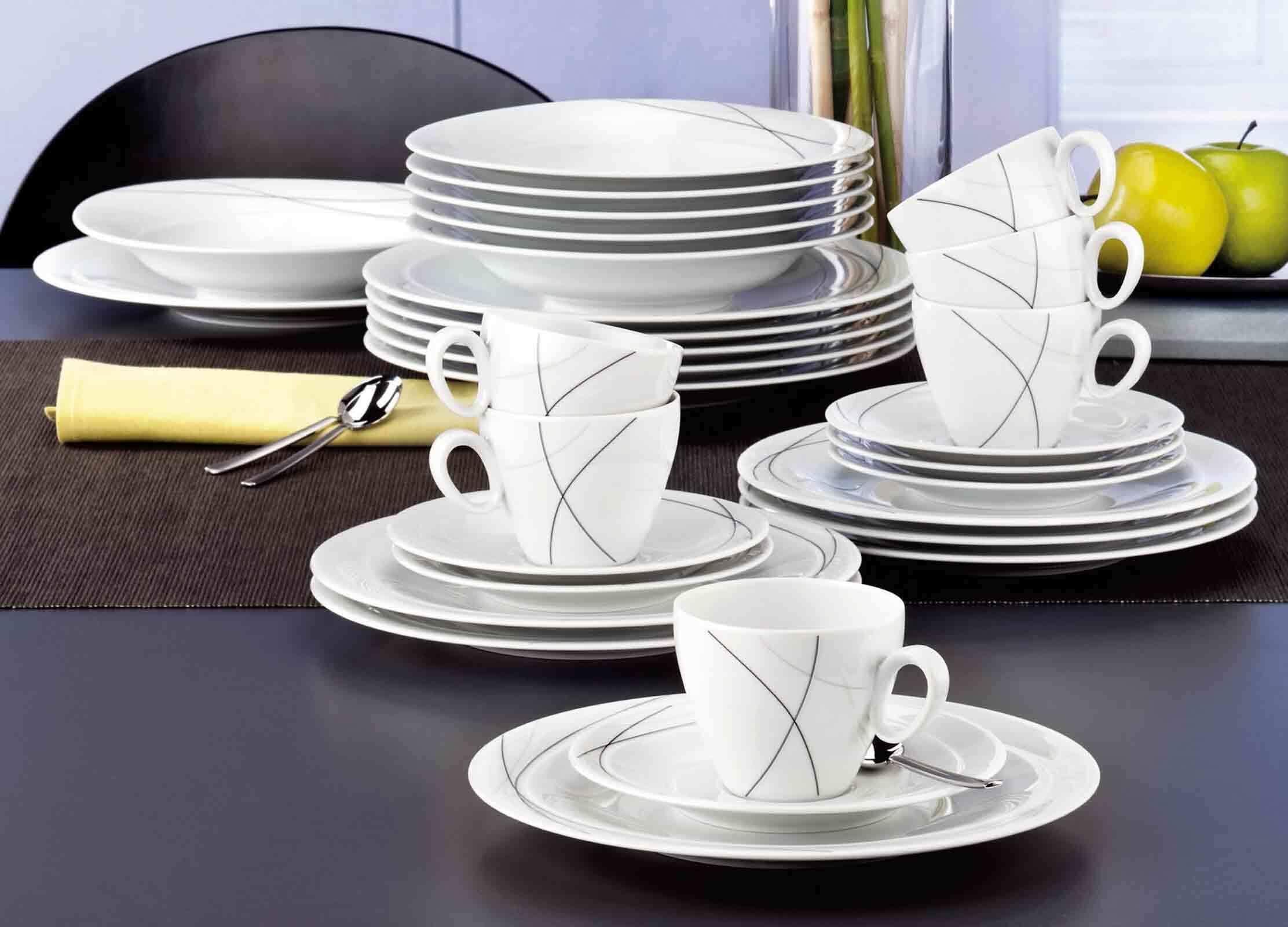 Seltmann Weiden Tasse »Frühstückstassen Trio Highline 0,39 l 6er Set weiß-grau«