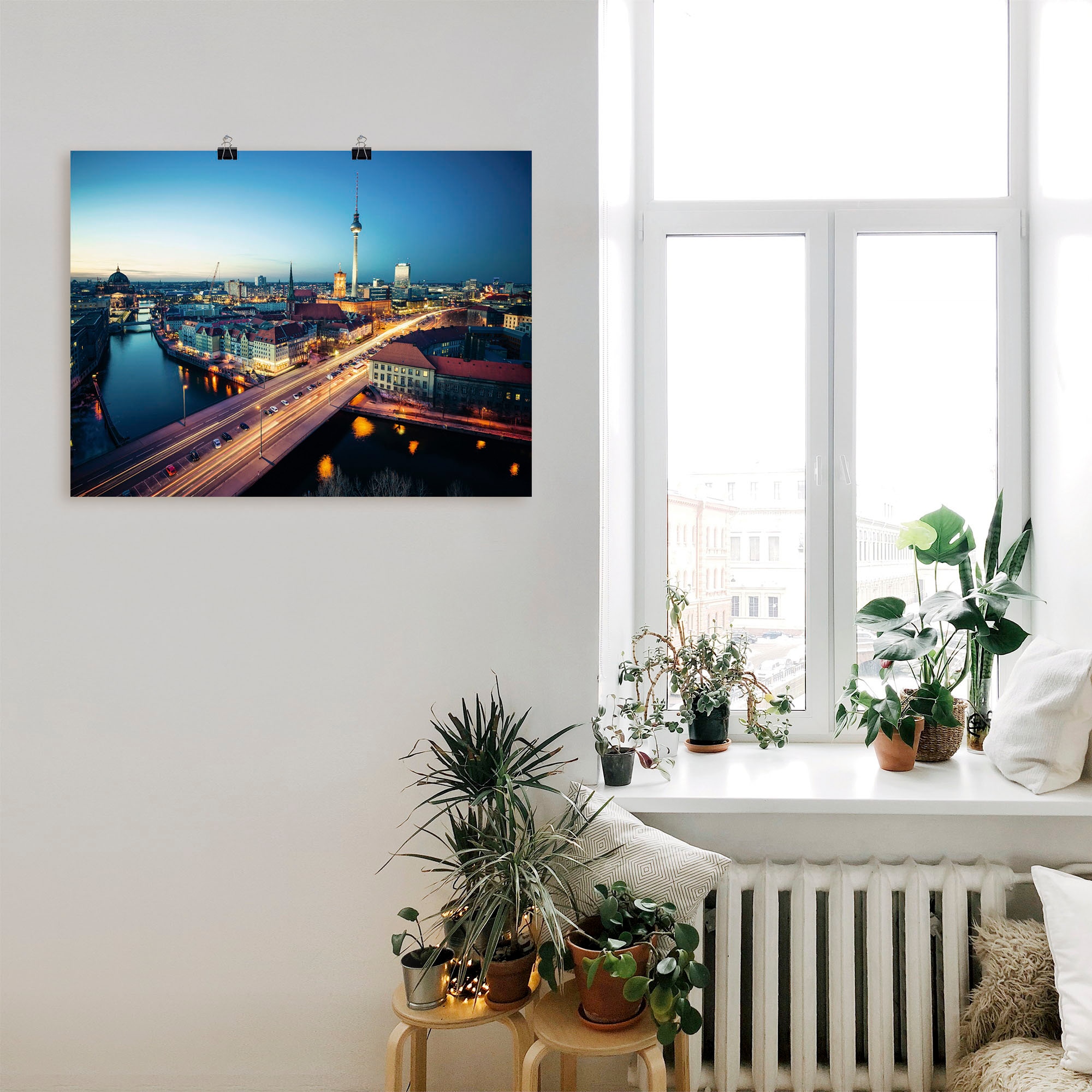 Artland Wandbild »Berlin Cityscape am Abend«, Deutschland, (1 St.), als Leinwandbild, Poster in verschied. Größen