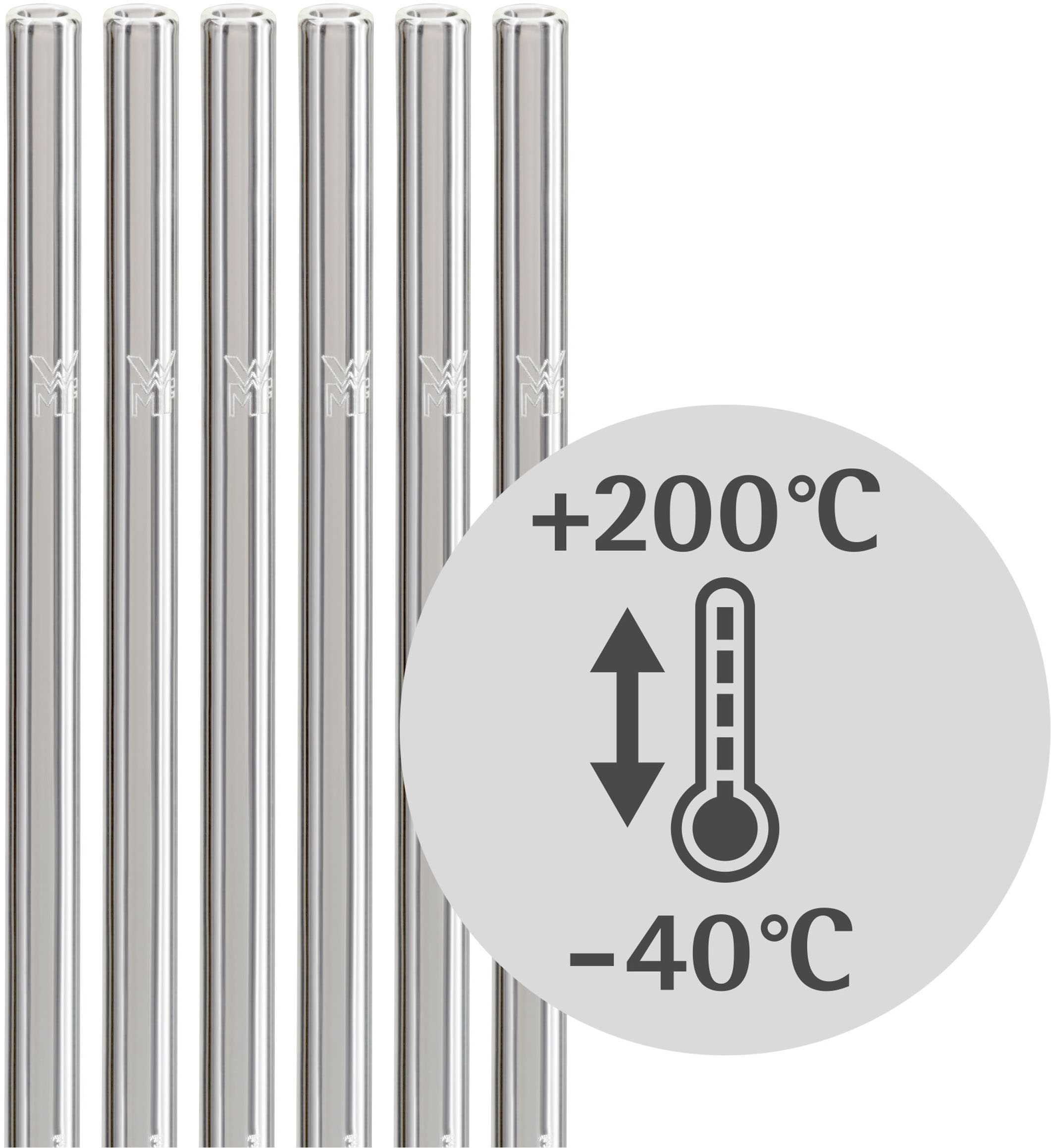 WMF Trinkhalme »WMF« 6-teiliges Set, 22 cm Länge, inkl. Reinigungsbürste, Borosilikatglas