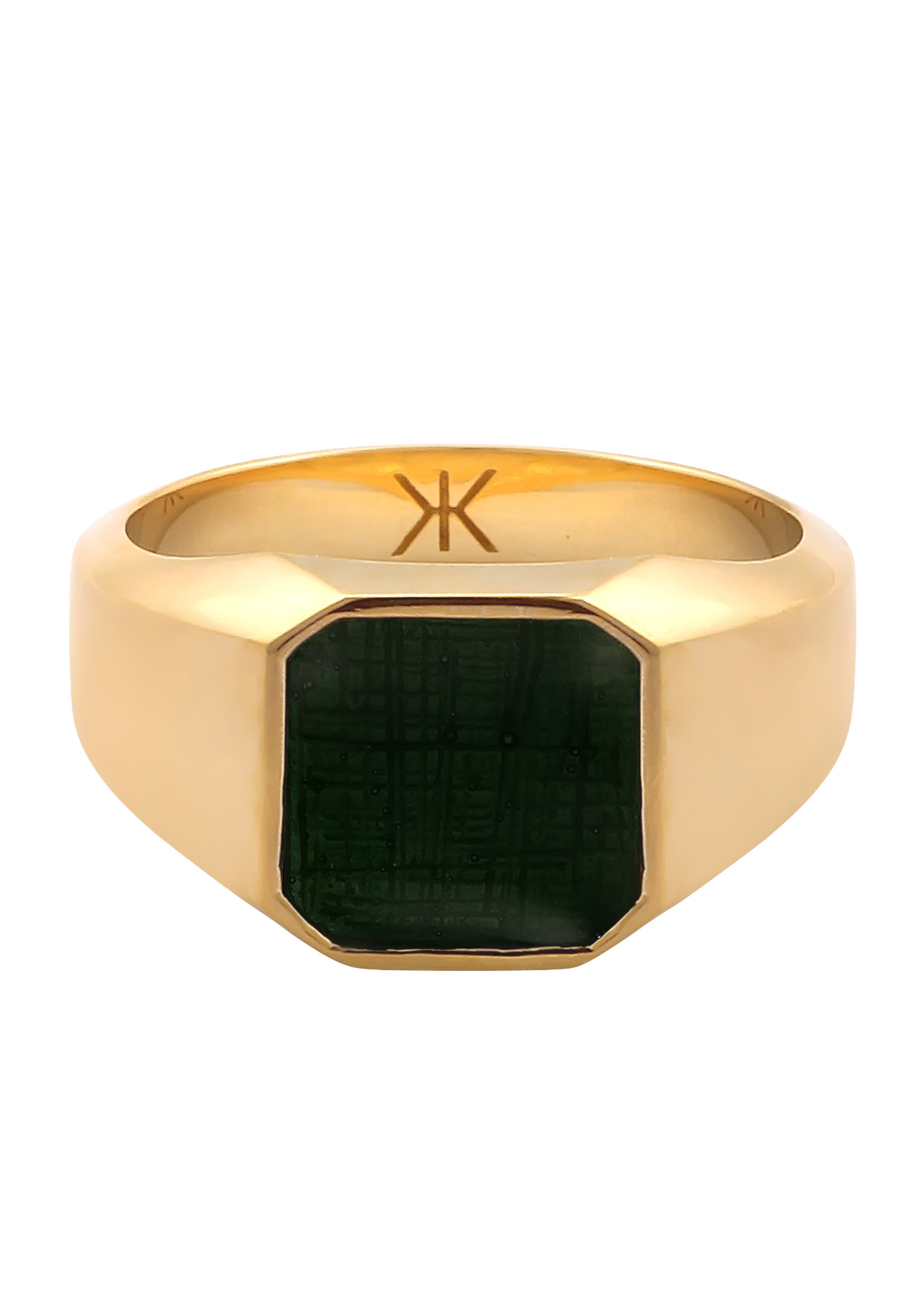Kuzzoi Siegelring »Ring Siegelring Emaille Grün Basic 925 Silber«