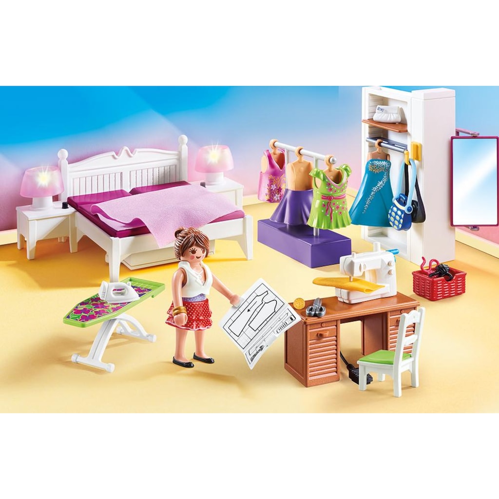 Playmobil® Konstruktions-Spielset »Schlafzimmer mit Nähecke (70208), Dollhouse«, (67 St.)