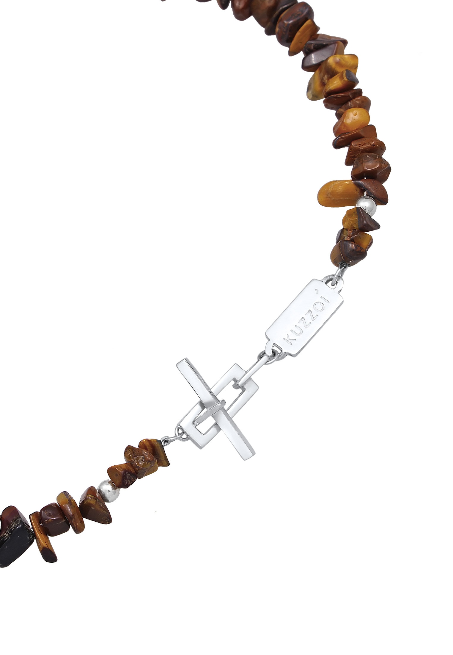 Kuzzoi Silberkette »Halskette Herren Tigerauge Splitter 925 Silber«