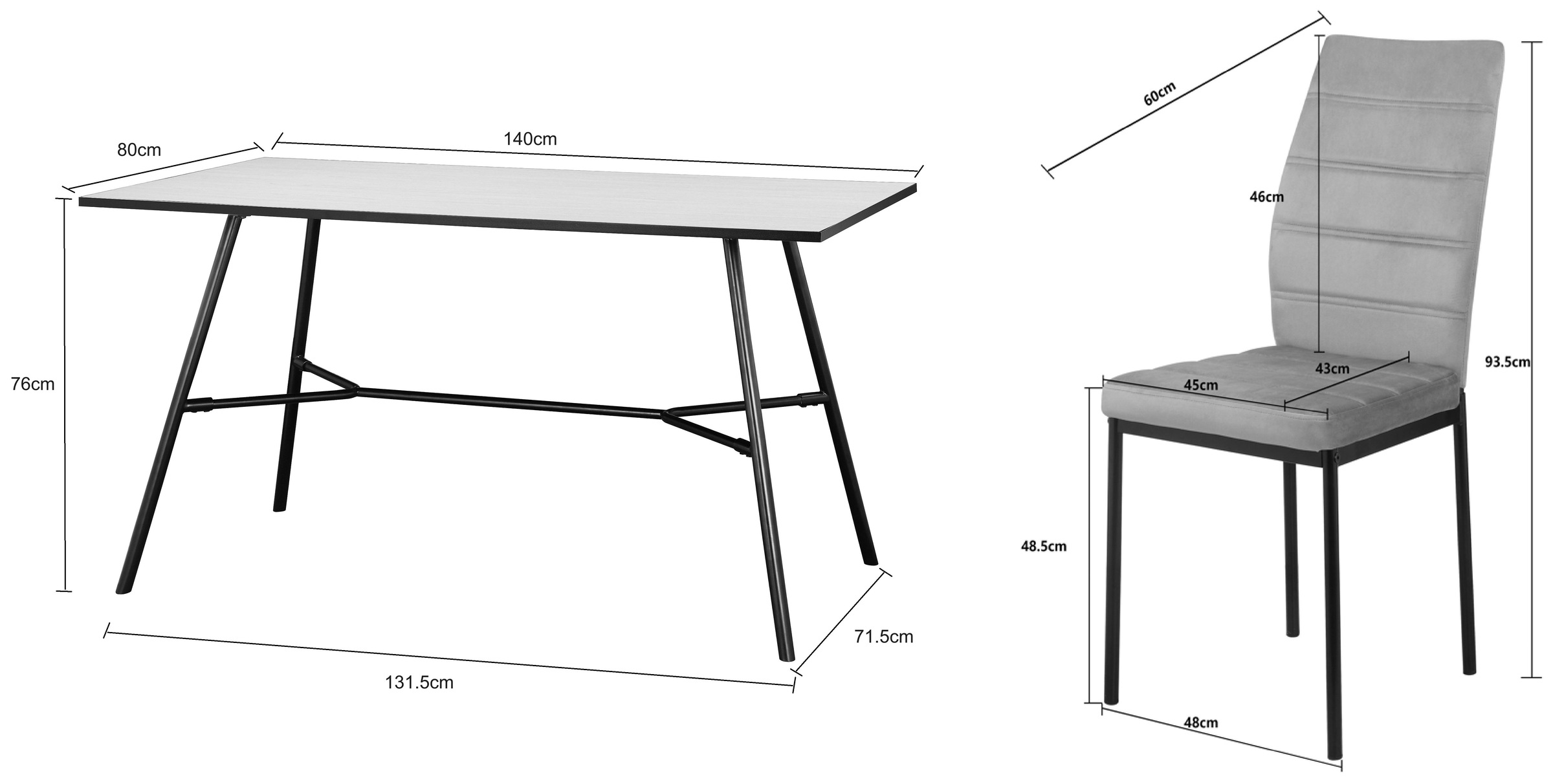 INOSIGN Essgruppe »CANNINGTONEG«, (Esszimmer, Essgruppe, Sitzgruppe TOPSELLER!), Metall Gestell, Tischplatte MDF mit Melaminbeschichtung