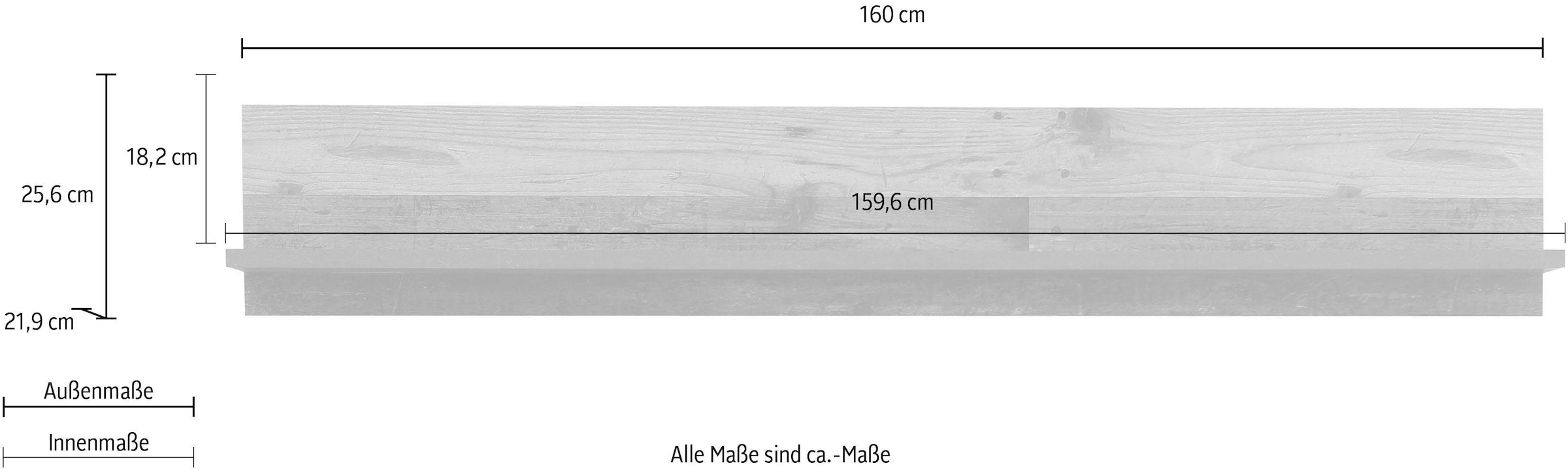 FORTE Wandregal »Clif«, Breite 160 cm