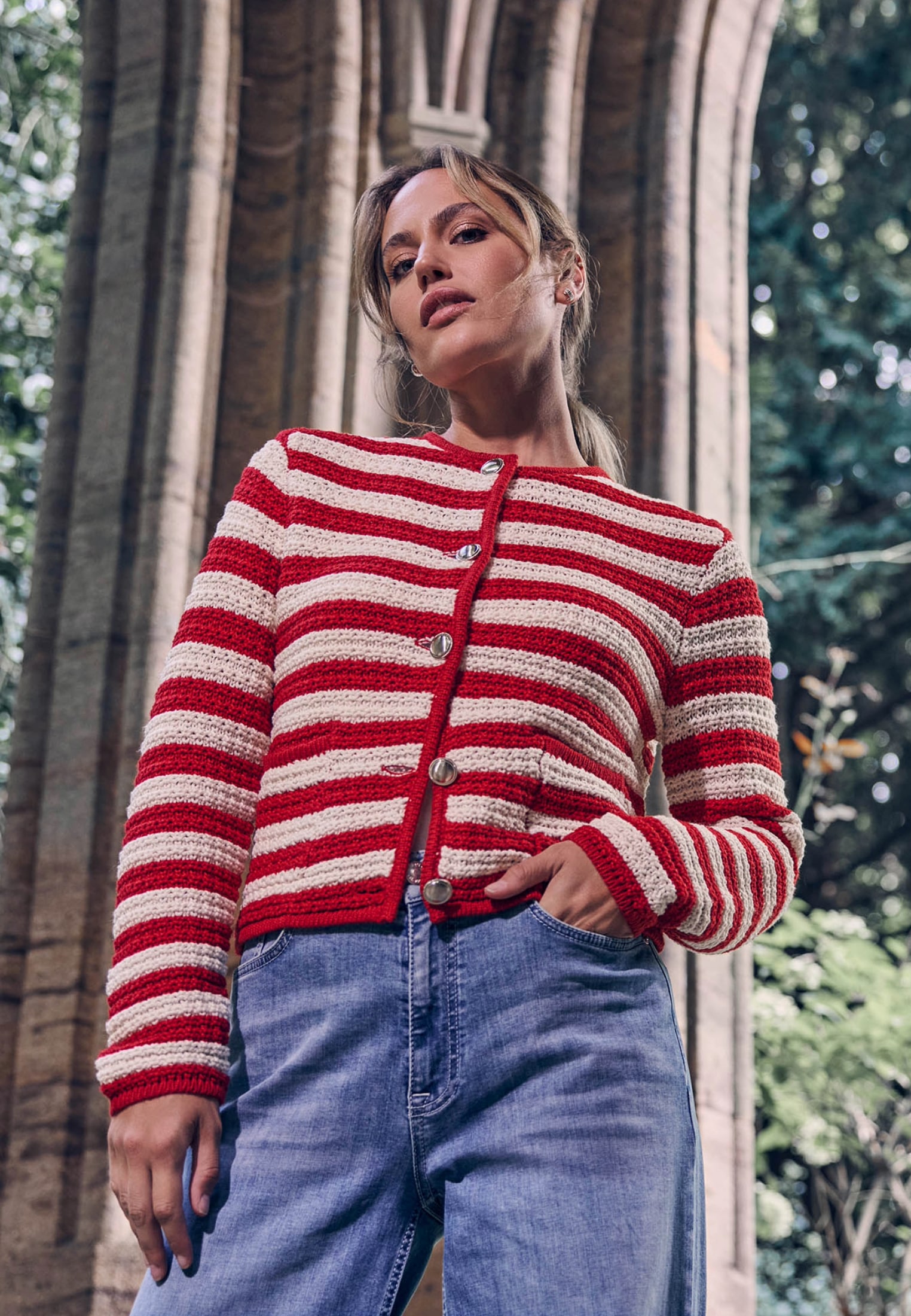 Zero Strickjacke »Strickjacke mit Streifen«