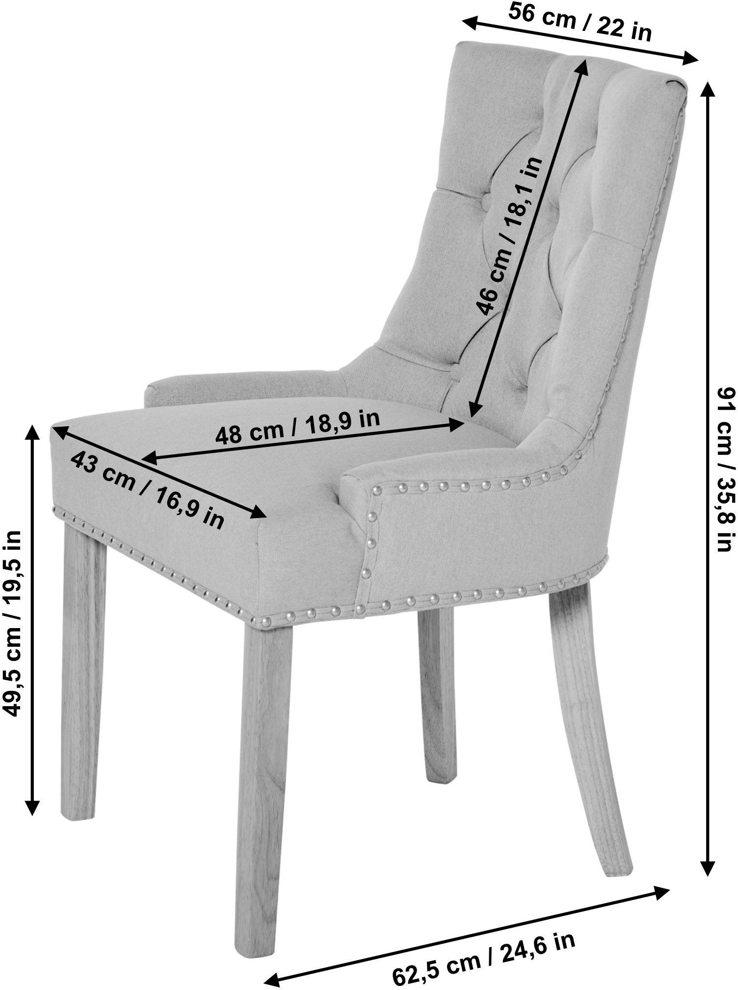 Jahnke Esszimmerstuhl »SAVIK DEVON«, 1 St., Webstoff, Chesterfield-Look & Nieten-Optik, Griff an Rückenlehne