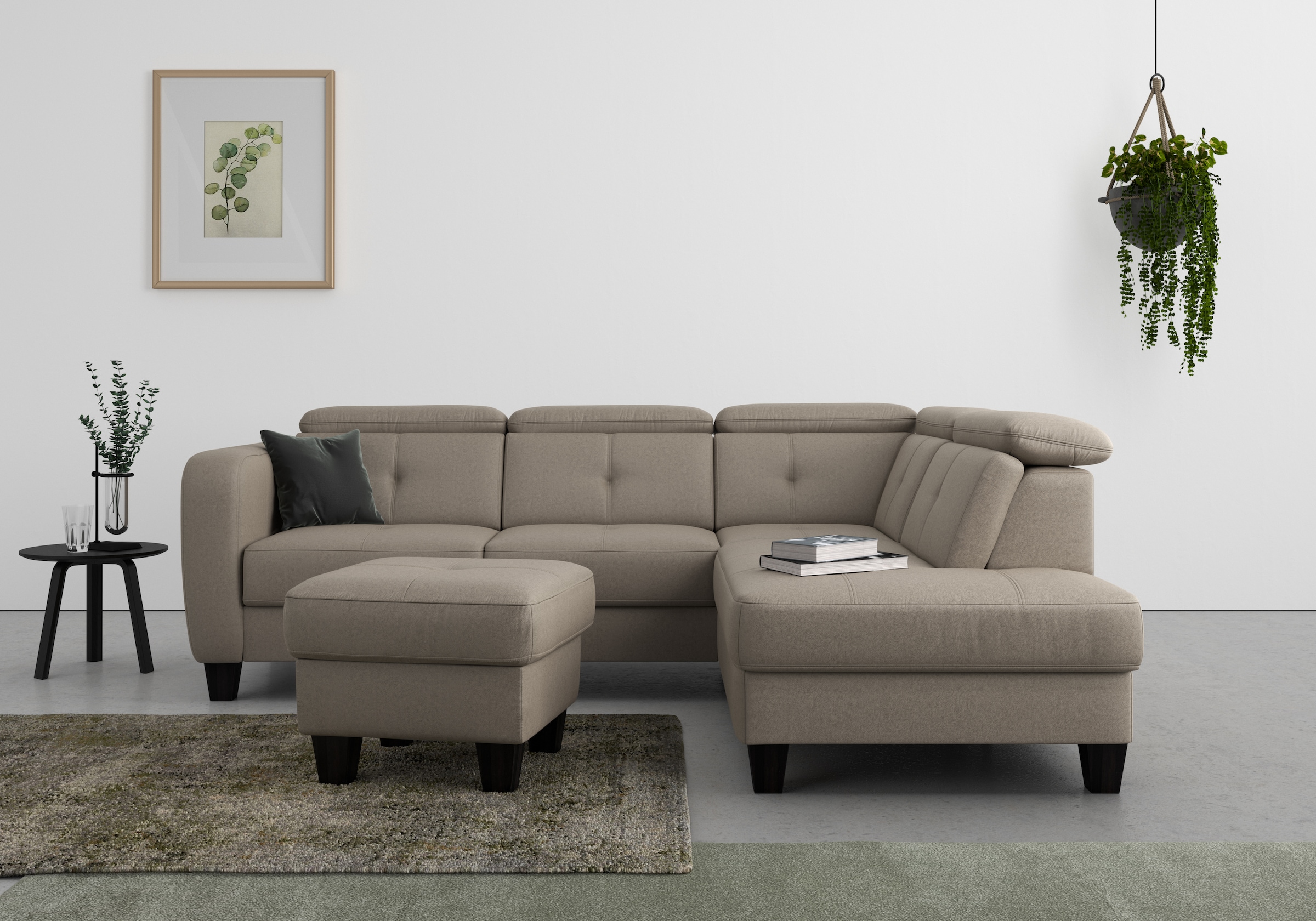 sit&more Ecksofa »Belluci L-Form«, inklusive Federkern, wahlweise mit Bettfunktion und Bettkasten
