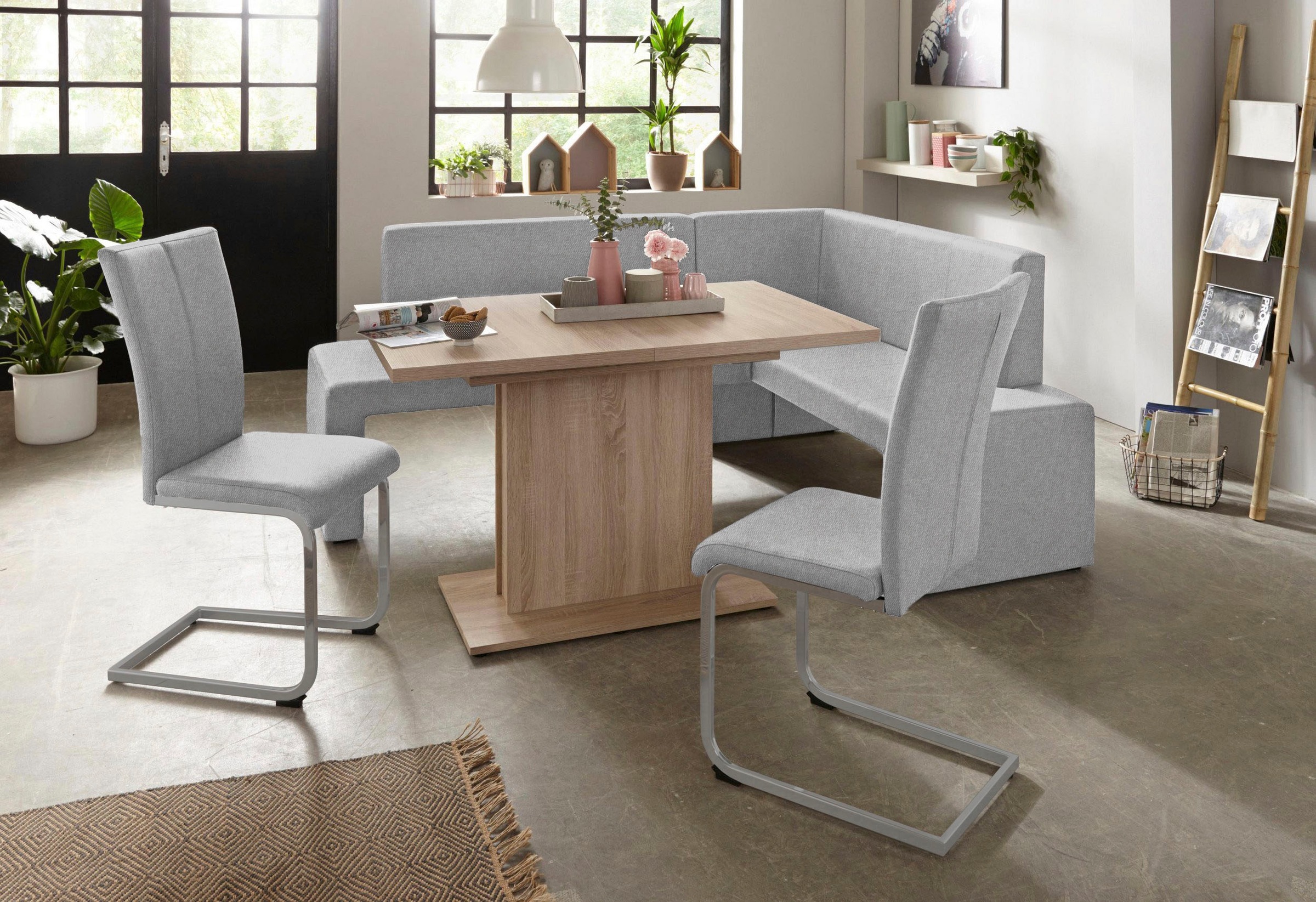 Home affaire Freischwinger »Alex«, (Set), 2 St., Struktur 1, Stuhl belastbar bis 120 Kg, Gestell im Chrom-Look