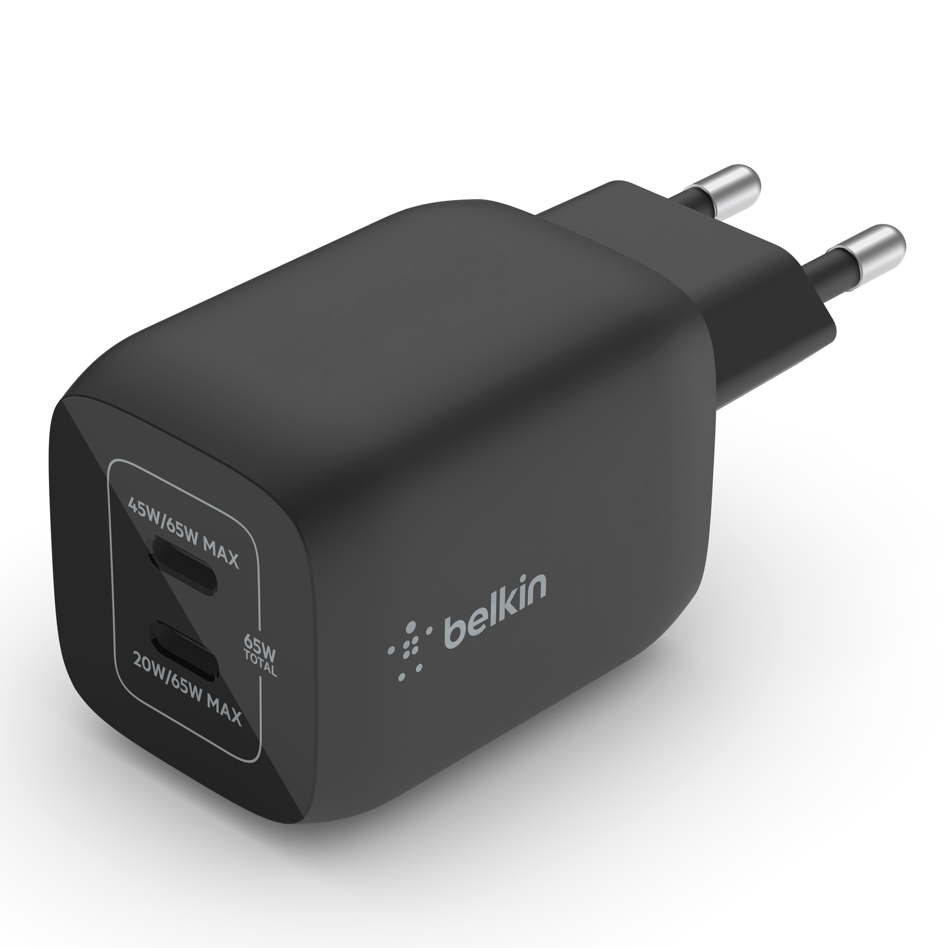 Belkin USB-Ladegerät »BoostCharge Pro 65 Watt Dual USB-C GaN Charger«, 3000 mA, Ladegerät mit 2x USB-C Anschlüssen (Laptops, Tablets, Smartphones)