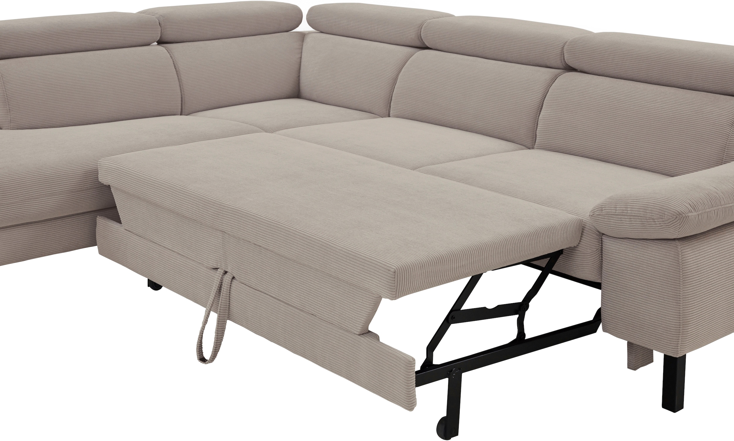 Home affaire Ecksofa »Arnayon mit Querschläfer-Bettfunktion, Schlafsofa, großer Bettkasten« manuelle Kopfteilverstellung, Tonnentaschen-Federkern, Feincord L-Form