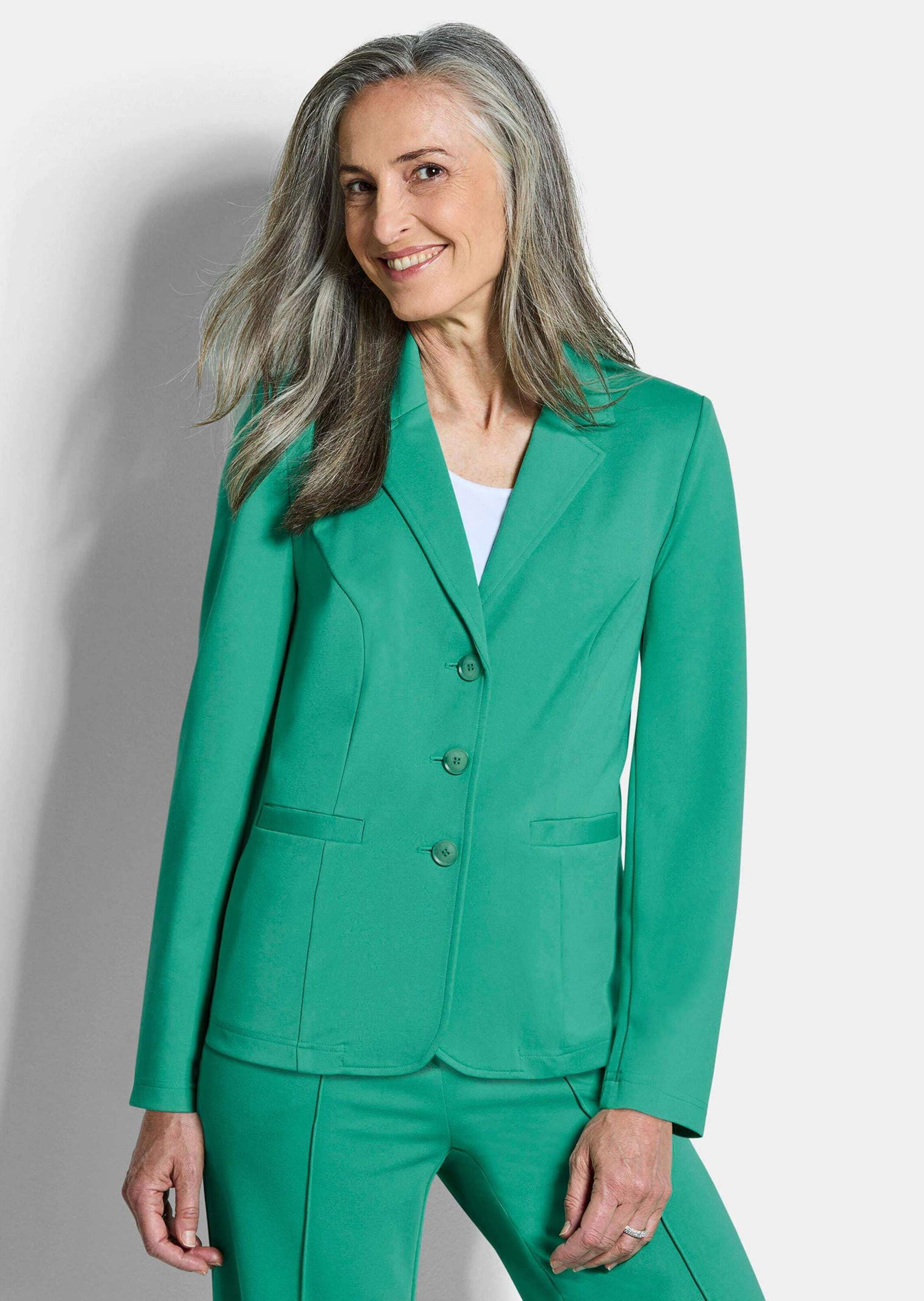 GOLDNER Jackenblazer »Kurzgröße Viskoseblazer mit Reverskragen« stretchbequeme Jerseyqualität