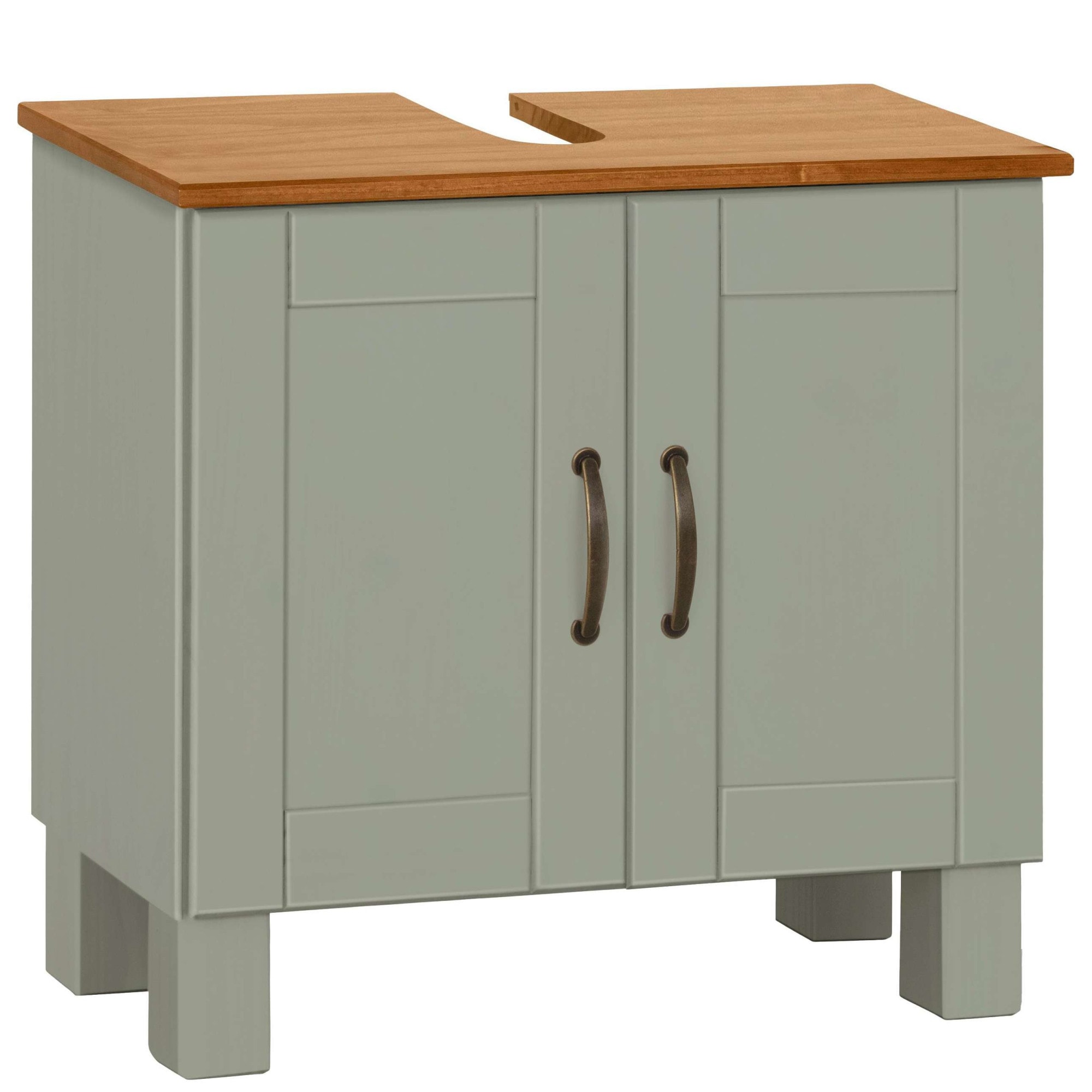 Home affaire Waschbeckenunterschrank "Rodby" FSC-zertifiziertes Massivholz, Griffe Metall, Breite 60cm, Höhe 55cm