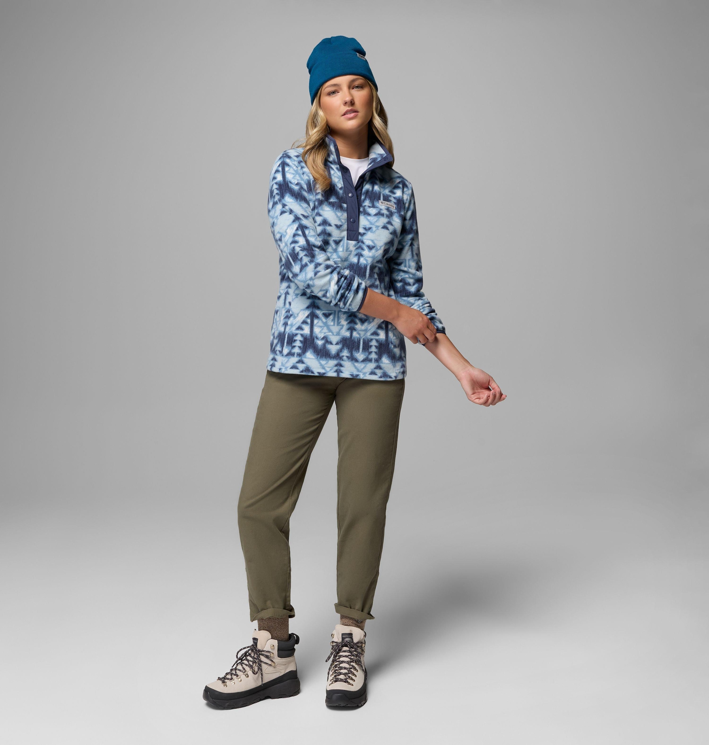 Columbia Fleecepullover »Benton Springs Printed 1/2 Snap«, mit Halber Druckknopfverschluss, Langarm-Design, aus Nylon
