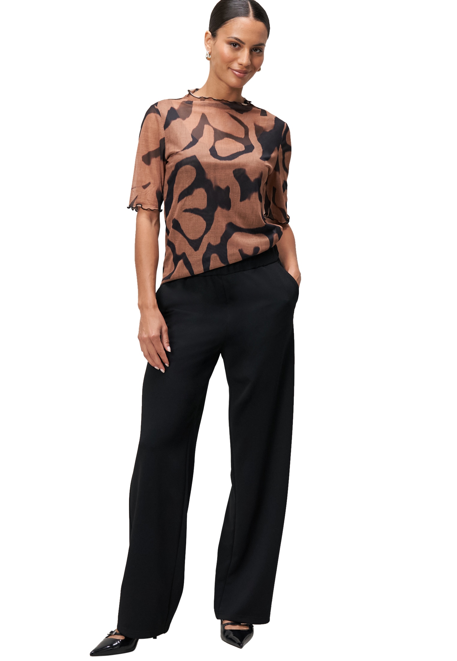 Zero Kurzarmshirt »Mesh-Shirt mit Wellensaum«