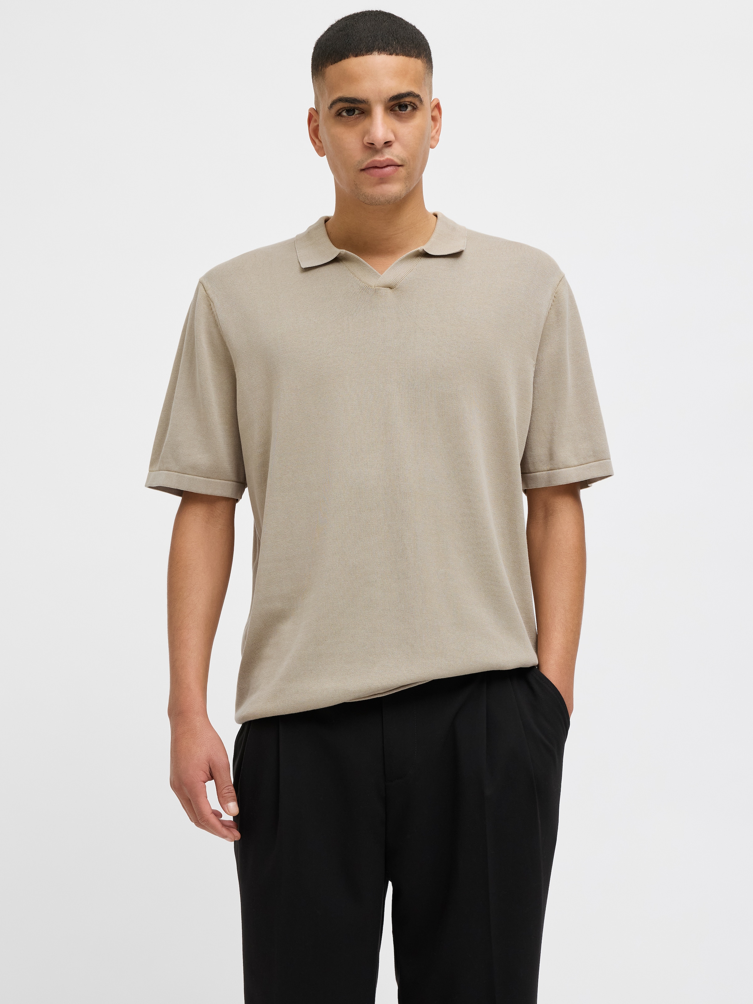 Jack & Jones Kurzarmpullover »JJELEO KNIT POLO SS LN« mit Polo Kragen