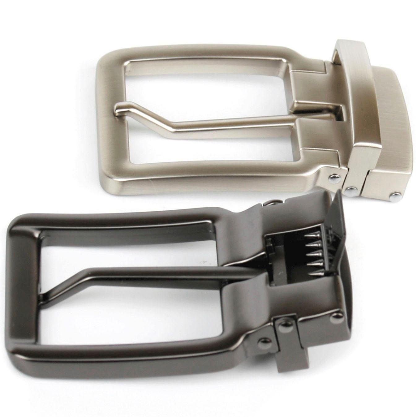 Anthoni Crown Ledergürtel Wendegürtel in cognac und schwarz, Schließe silberfarben