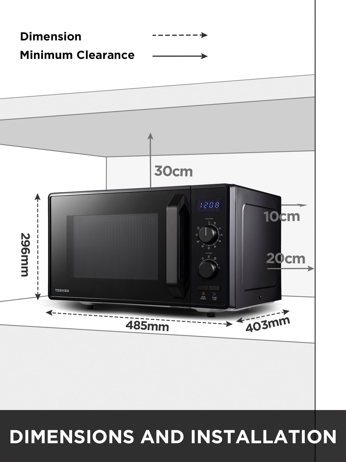 Toshiba Mikrowelle und »MW2-AG23PF(BK)«, 900 Heißluft, XXL Garantie Mikrowelle-Grill W 3 Jahren mit
