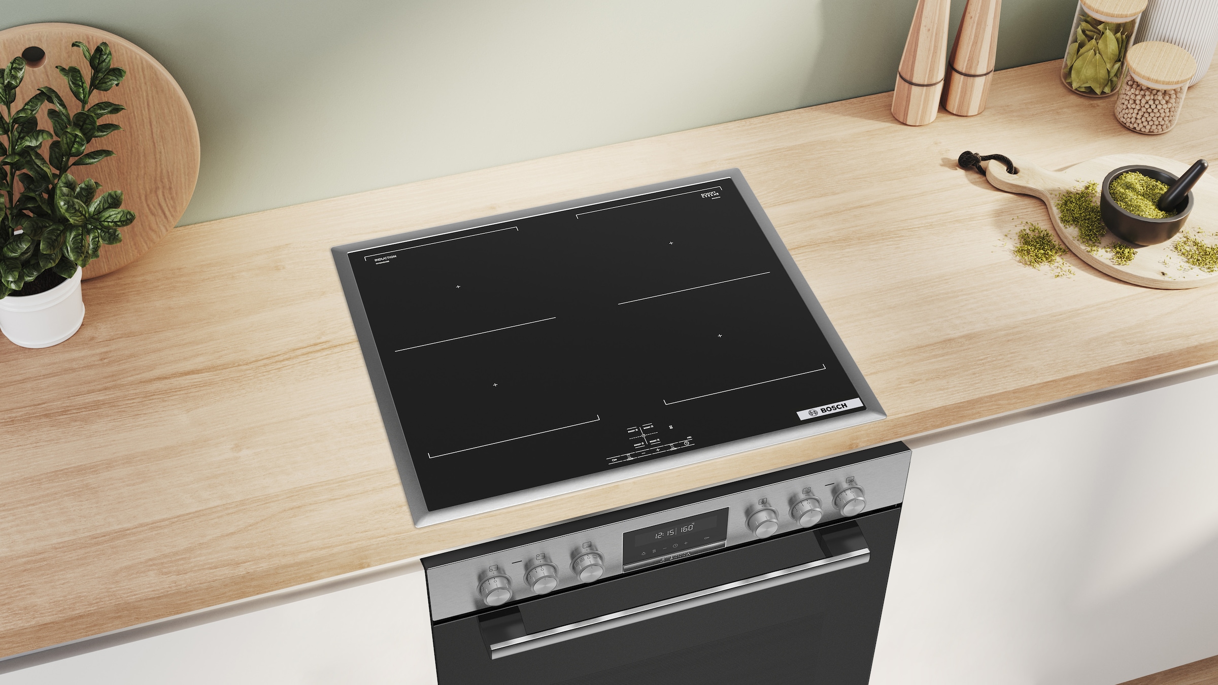 BOSCH Induktions Herd-Set »HND617LS67«, mit Backwagen, Hydrolyse, Backwagen mit ausziehbarer Tür für bequemes Kochen & Backen